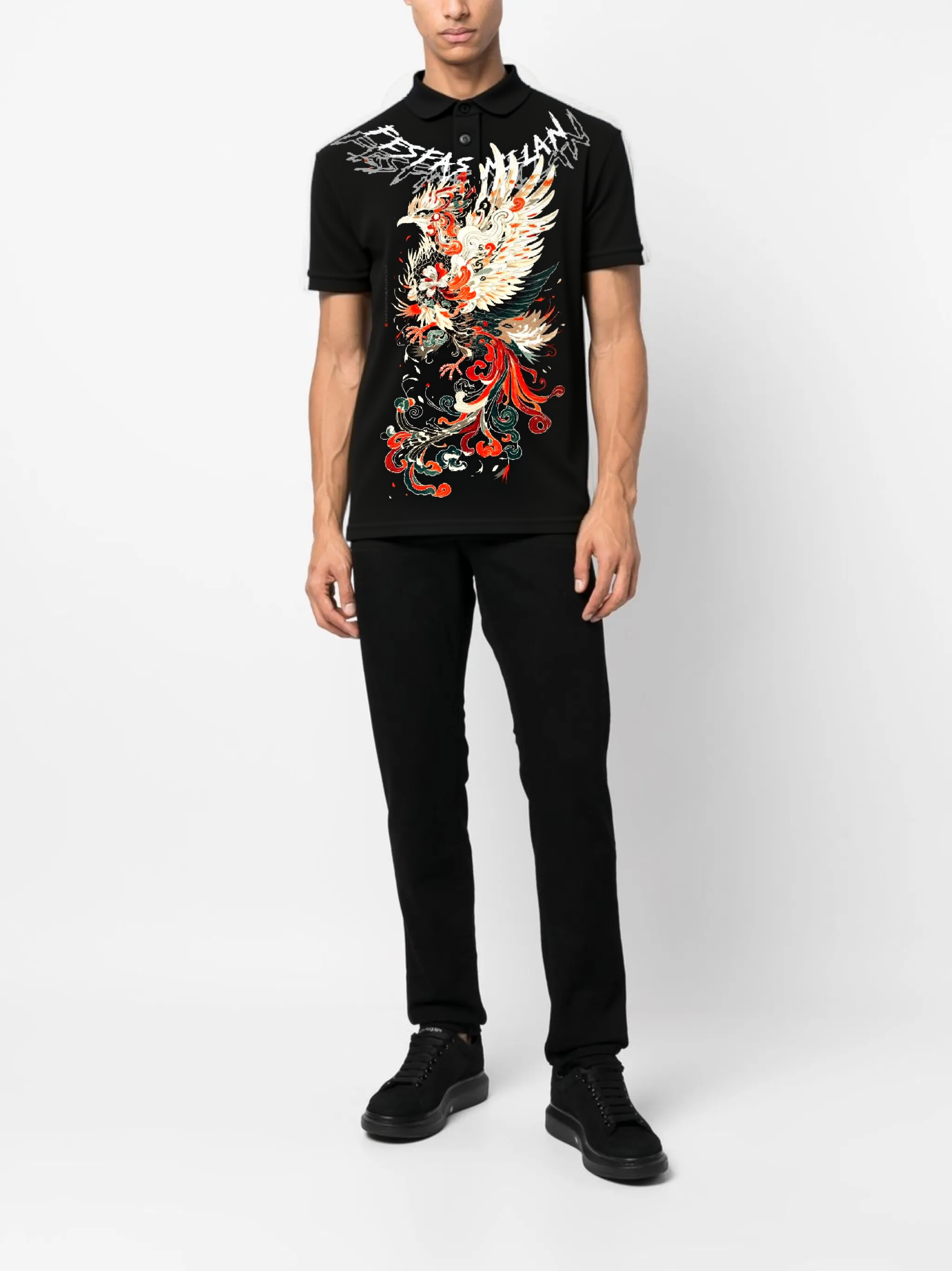 FesFas phoenix-print | Áo Polo | Nam | Màu Đen