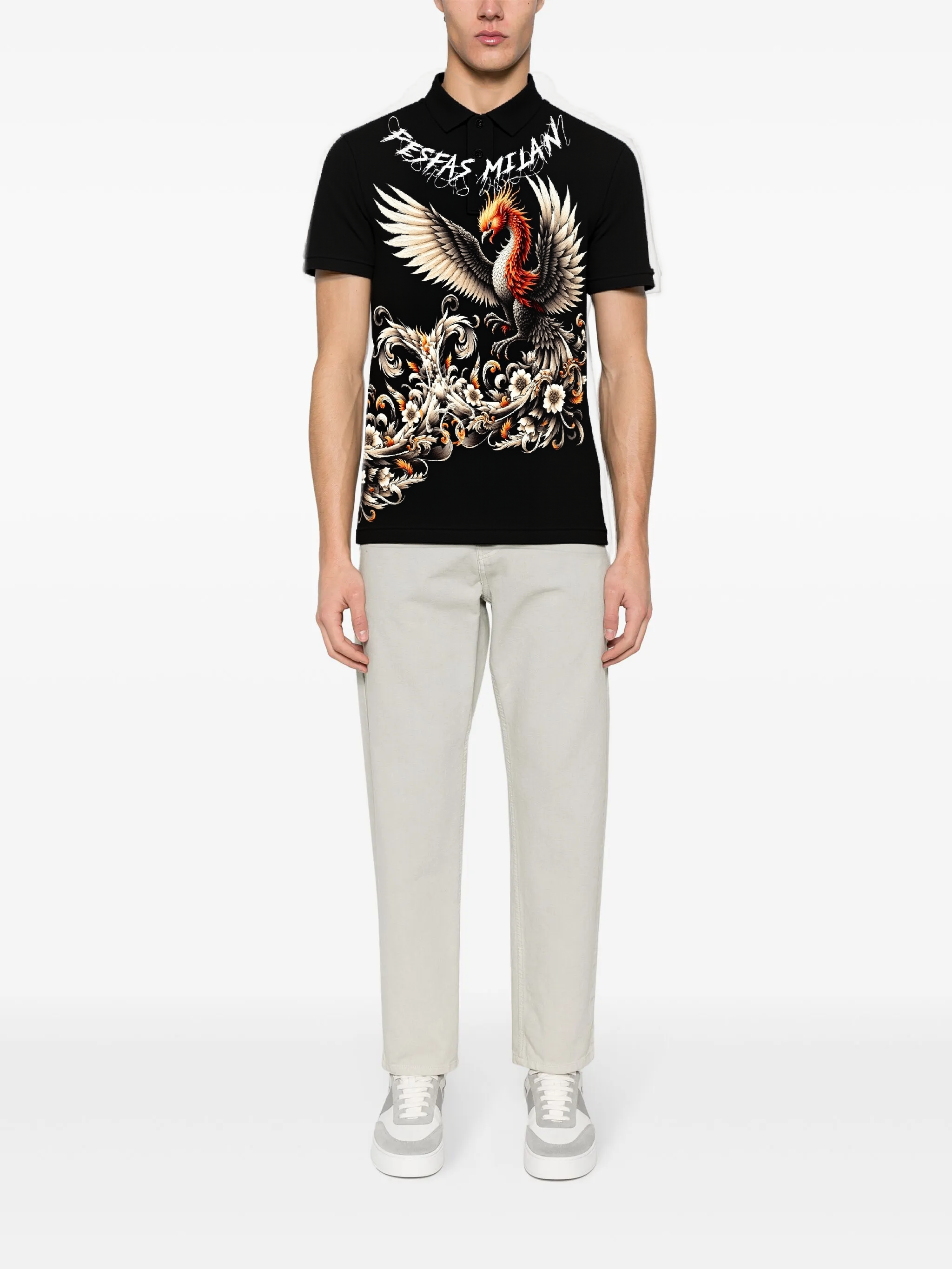 FesFas phoenix-print | Áo Polo | Nam | Màu Đen