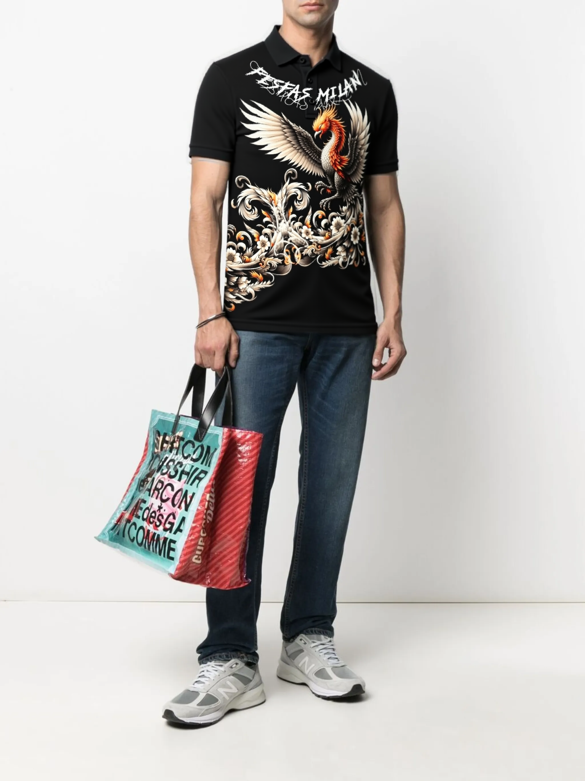 FesFas phoenix-print | Áo Polo | Nam | Màu Đen