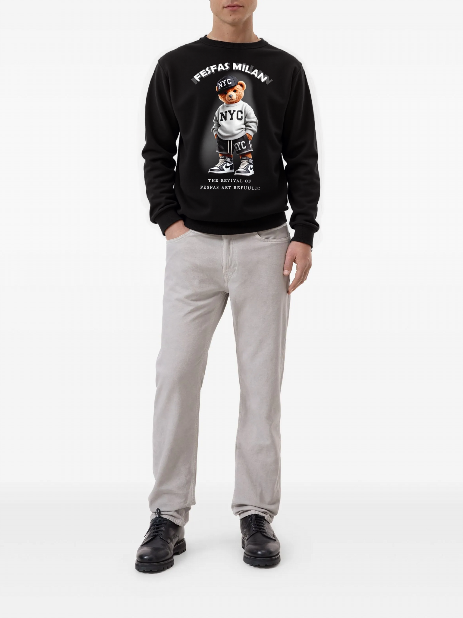 FesFas Bear-print Sweatshirt Set | Black | Men