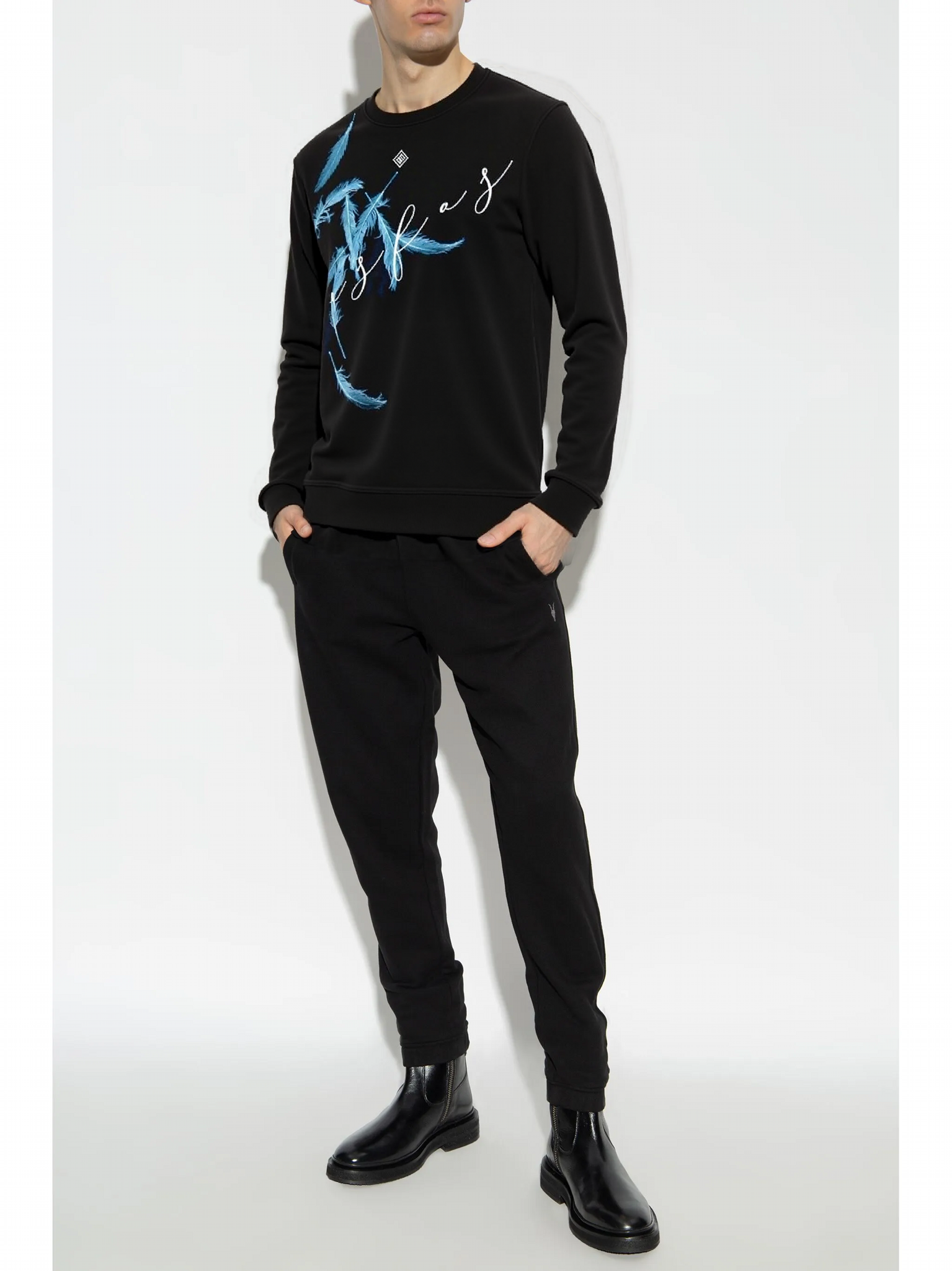 FesFas Feathers-print Sweatshirt Set | Black | Men