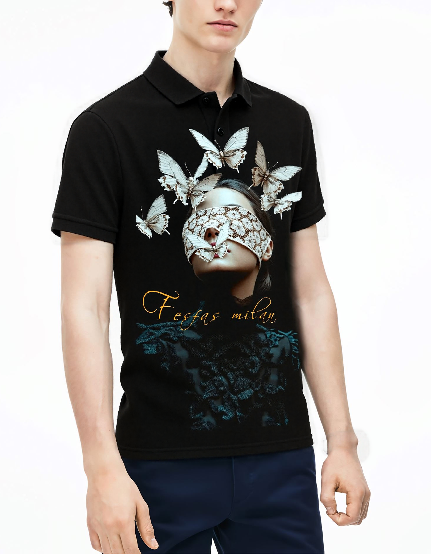 FesFas Girl-print | Áo Polo | Nam | Màu Đen