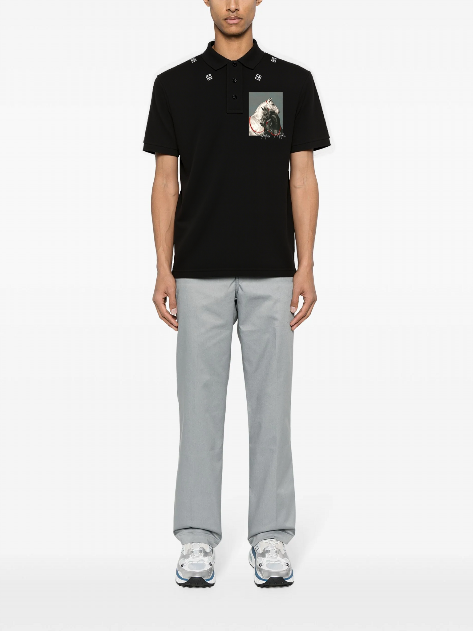 FesFas Horse-print | Áo Polo | Nam | Màu Đen