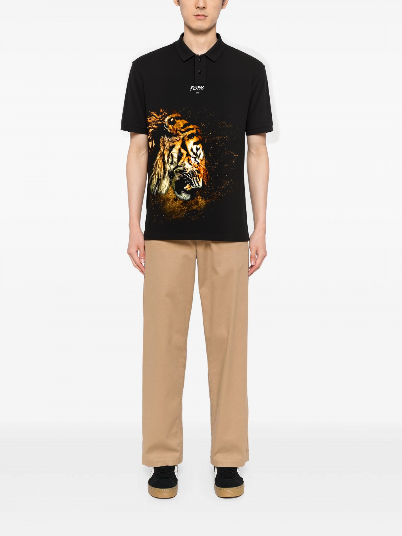 FesFas Tiger-print | Áo Polo | Nam | Màu Đen
