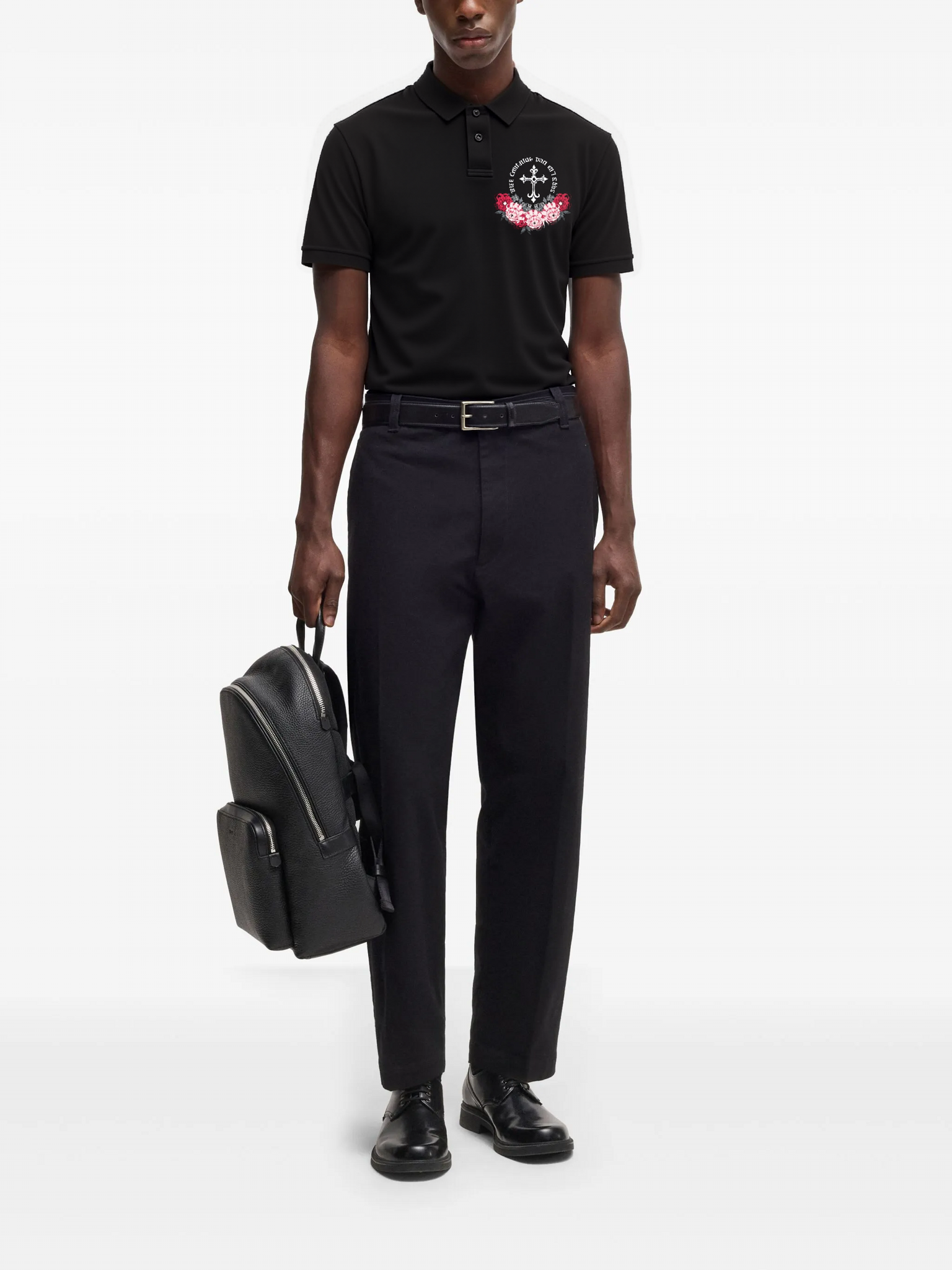 FesFas Floral-print | Áo Polo | Nam | Màu Đen