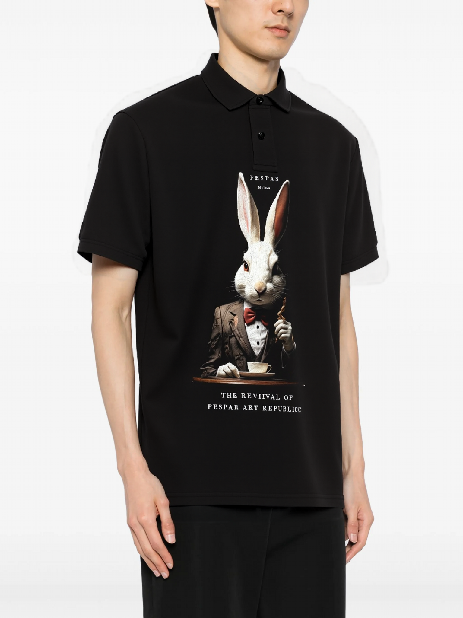 FesFas Rabbit-print | Áo Polo | Nam | Màu Đen