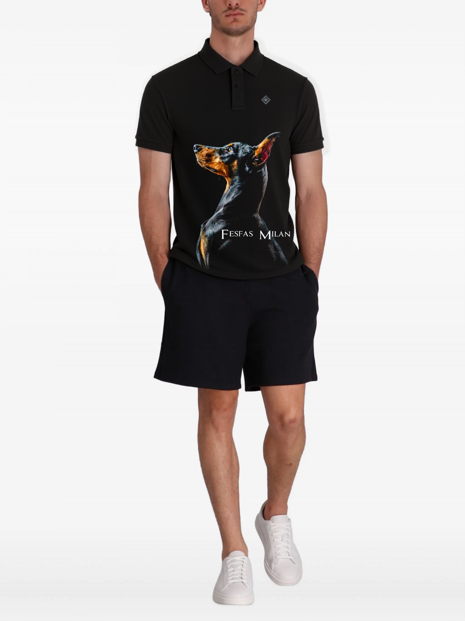 FesFas Doberman-print | Áo Polo | Nam | Màu Đen