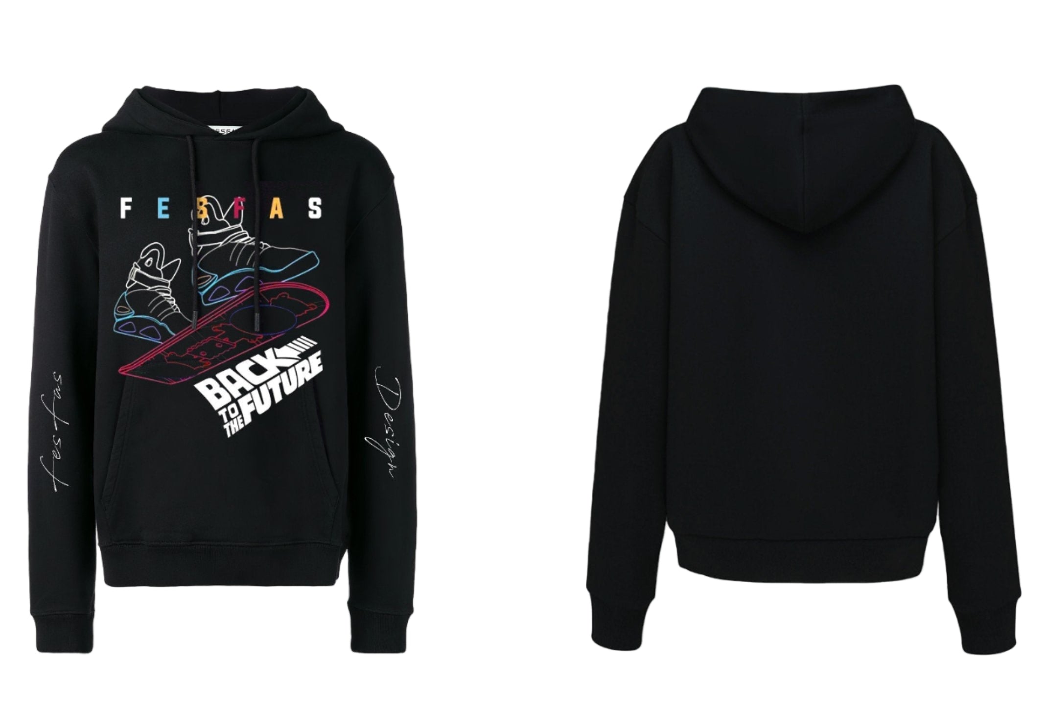 FesFas Sport shoes-print Hoodie | Black | Men