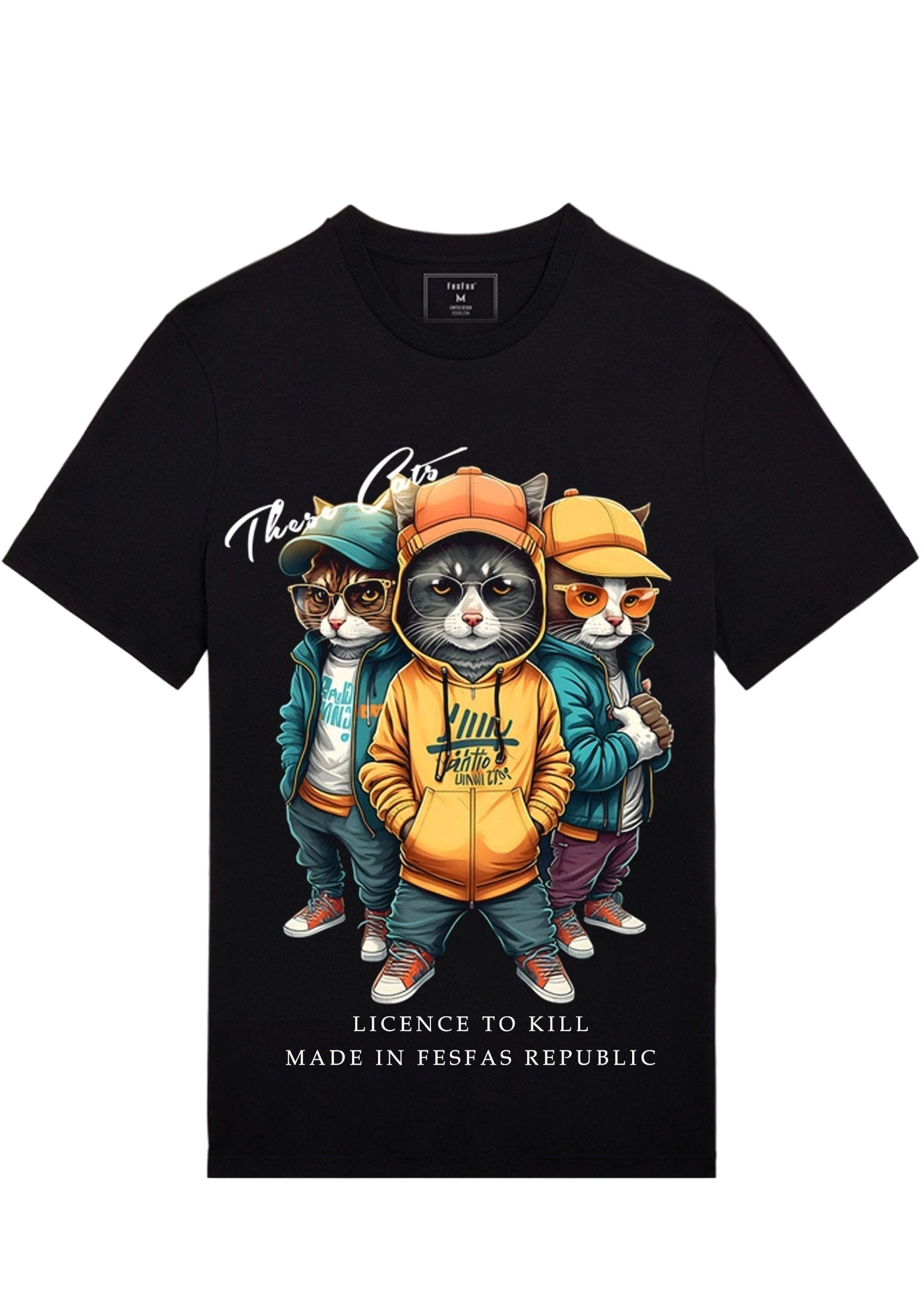 FesFas Cats-print | Áo Thun | Nam | Màu Đen