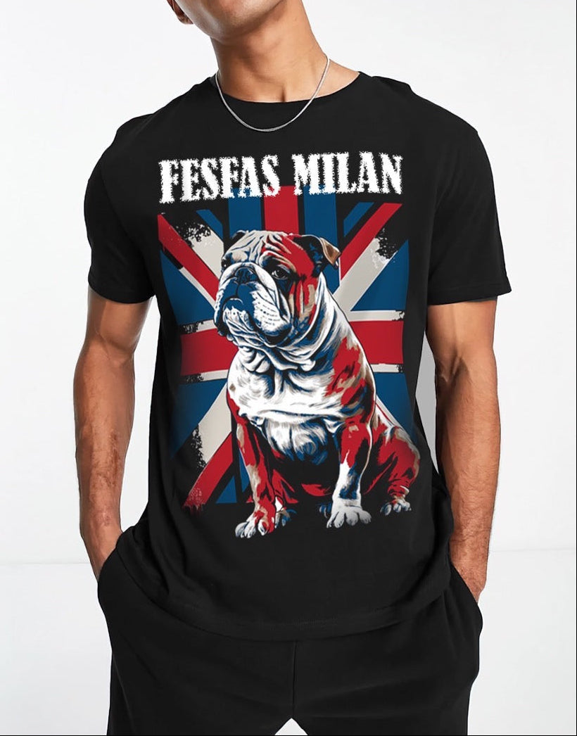 FesFas Bulldog-print | Áo Thun | Nam | Màu Đen