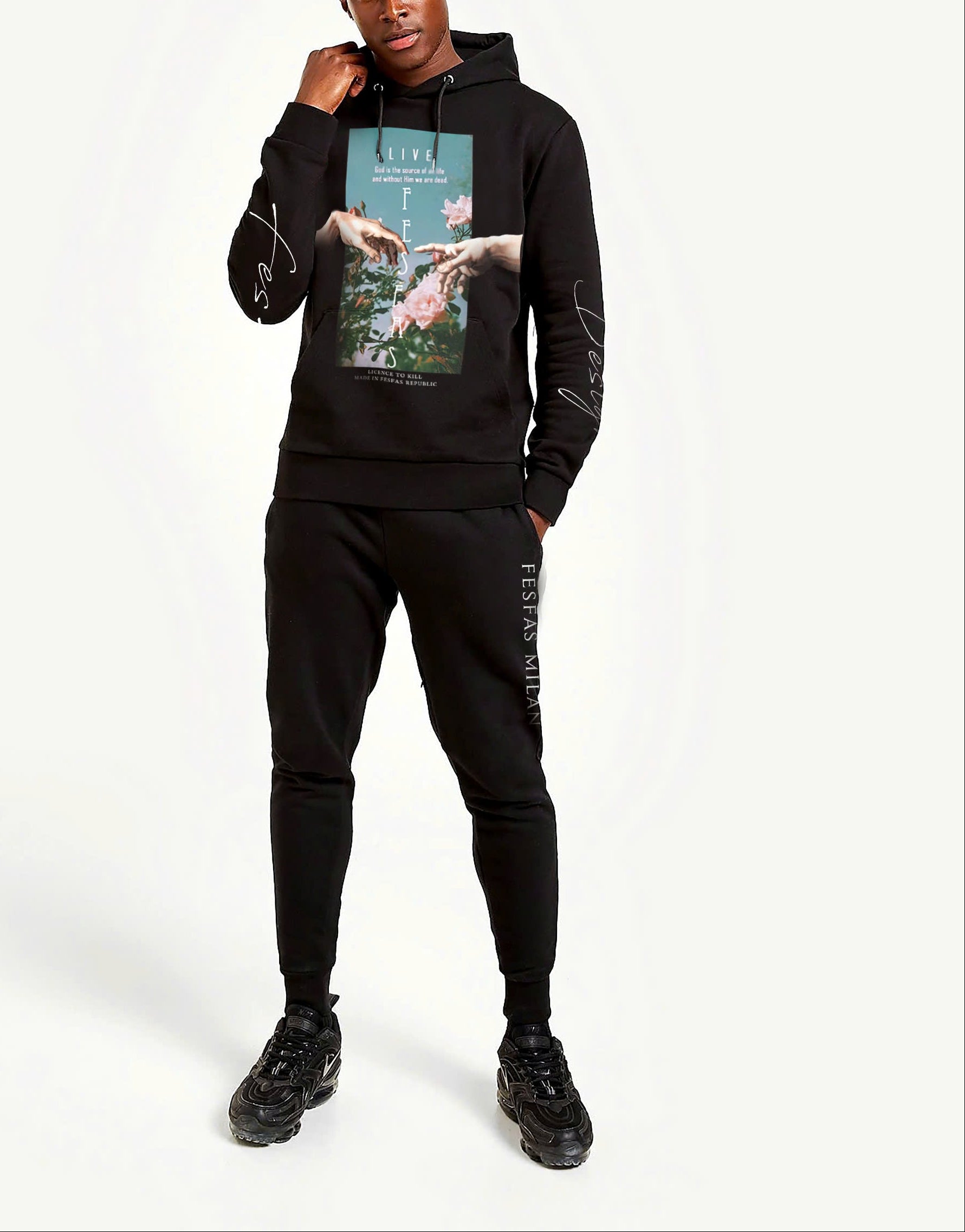 FesFas flower-print Hoodie | Black | Men