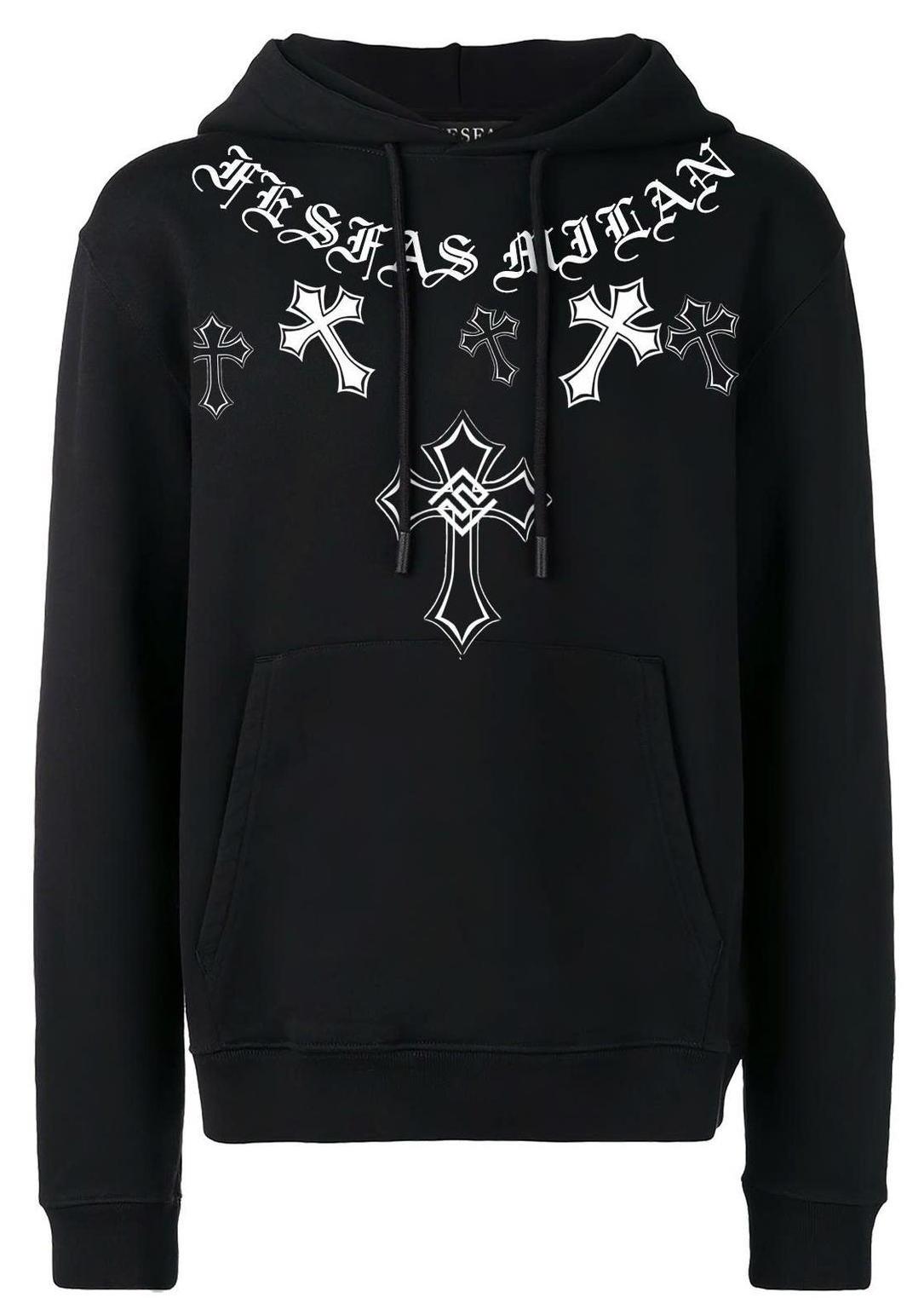 FesFas Cross-print Hoodie Set | Black | Men