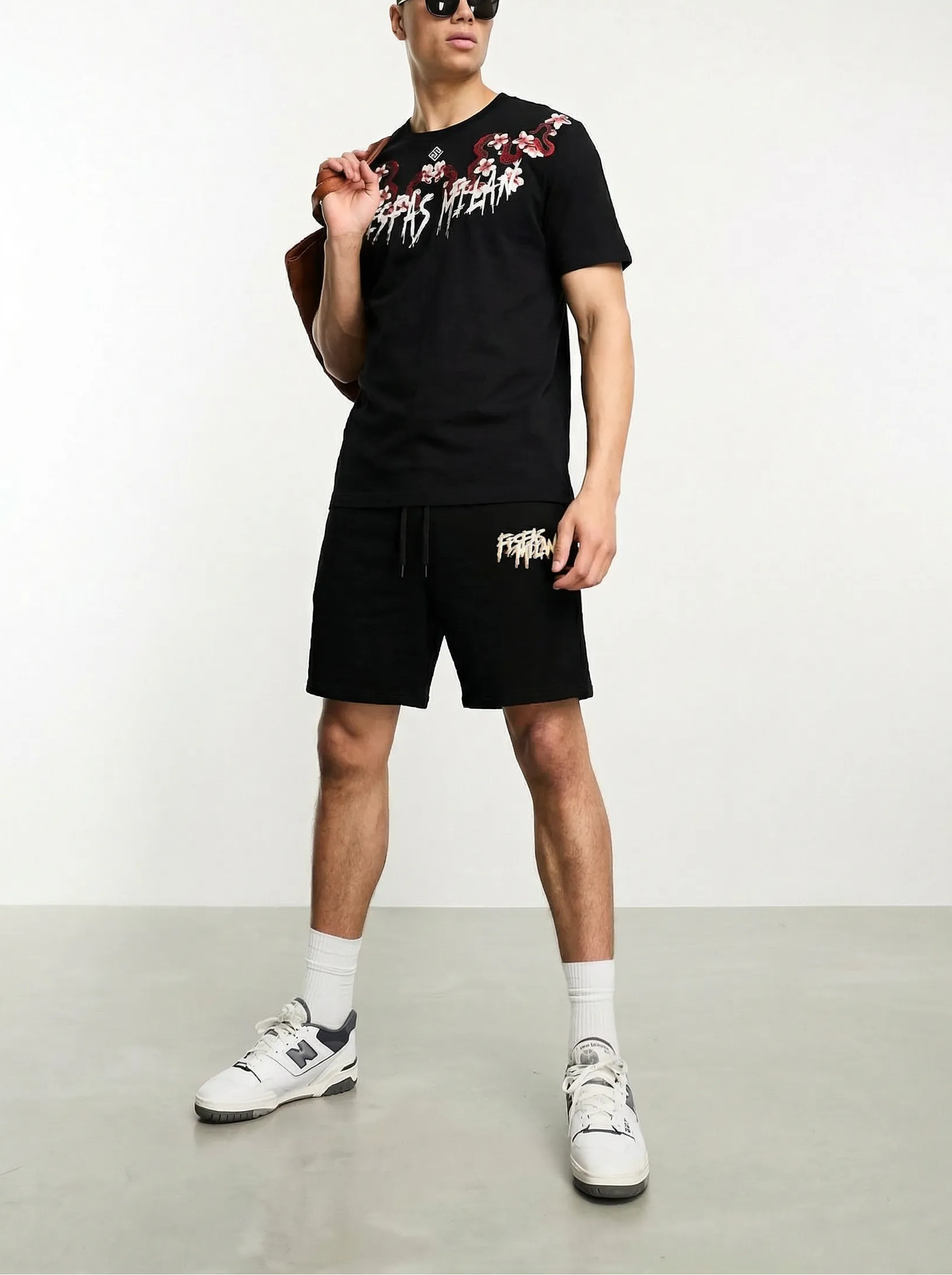 FesFas flowers-print | Bộ T-Shirt | Nam | Màu Đen