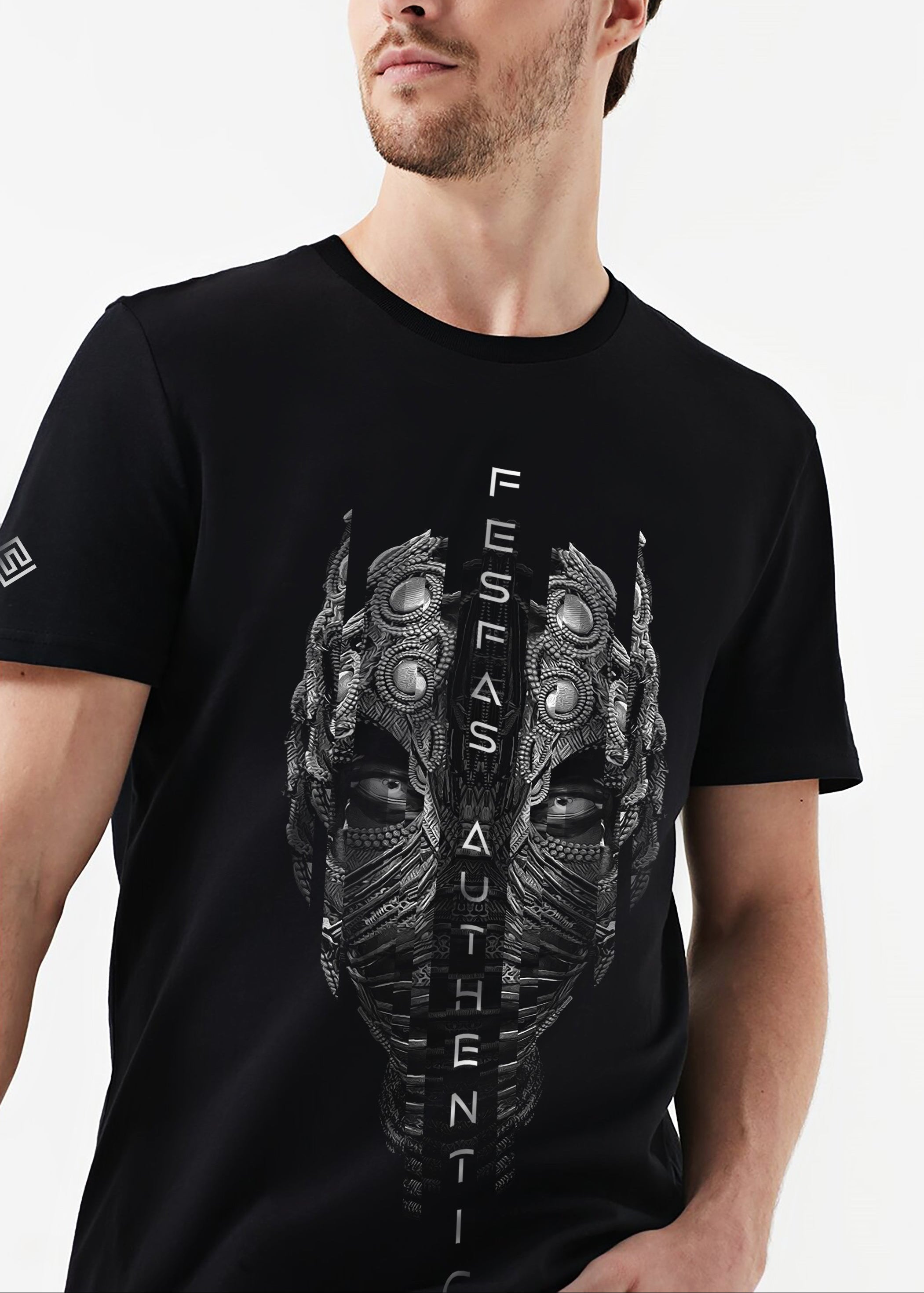 FesFas metal mask-print | Áo Thun | Nam | Màu Đen