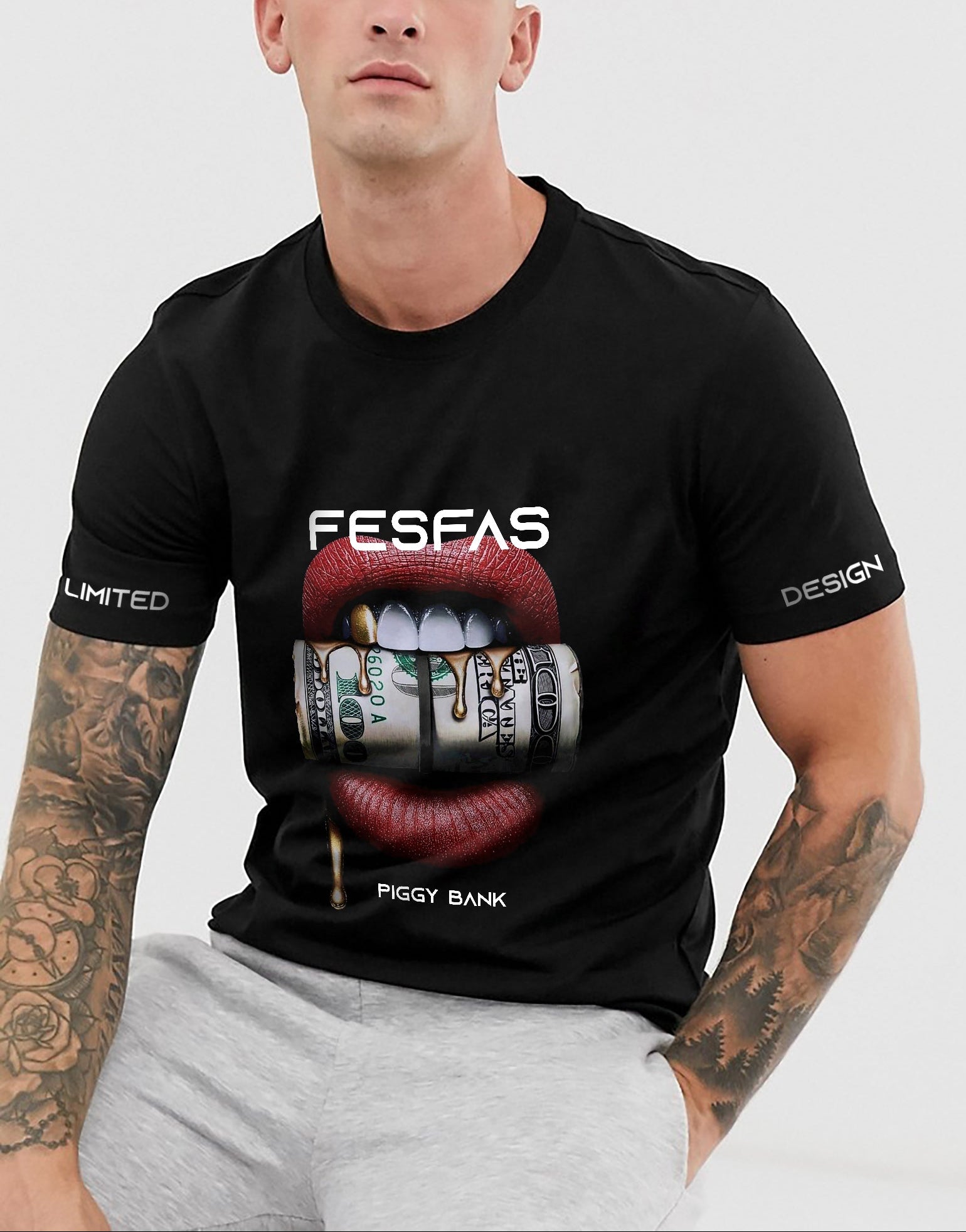 FesFas lips-print | Áo Thun | Nam | Màu Đen
