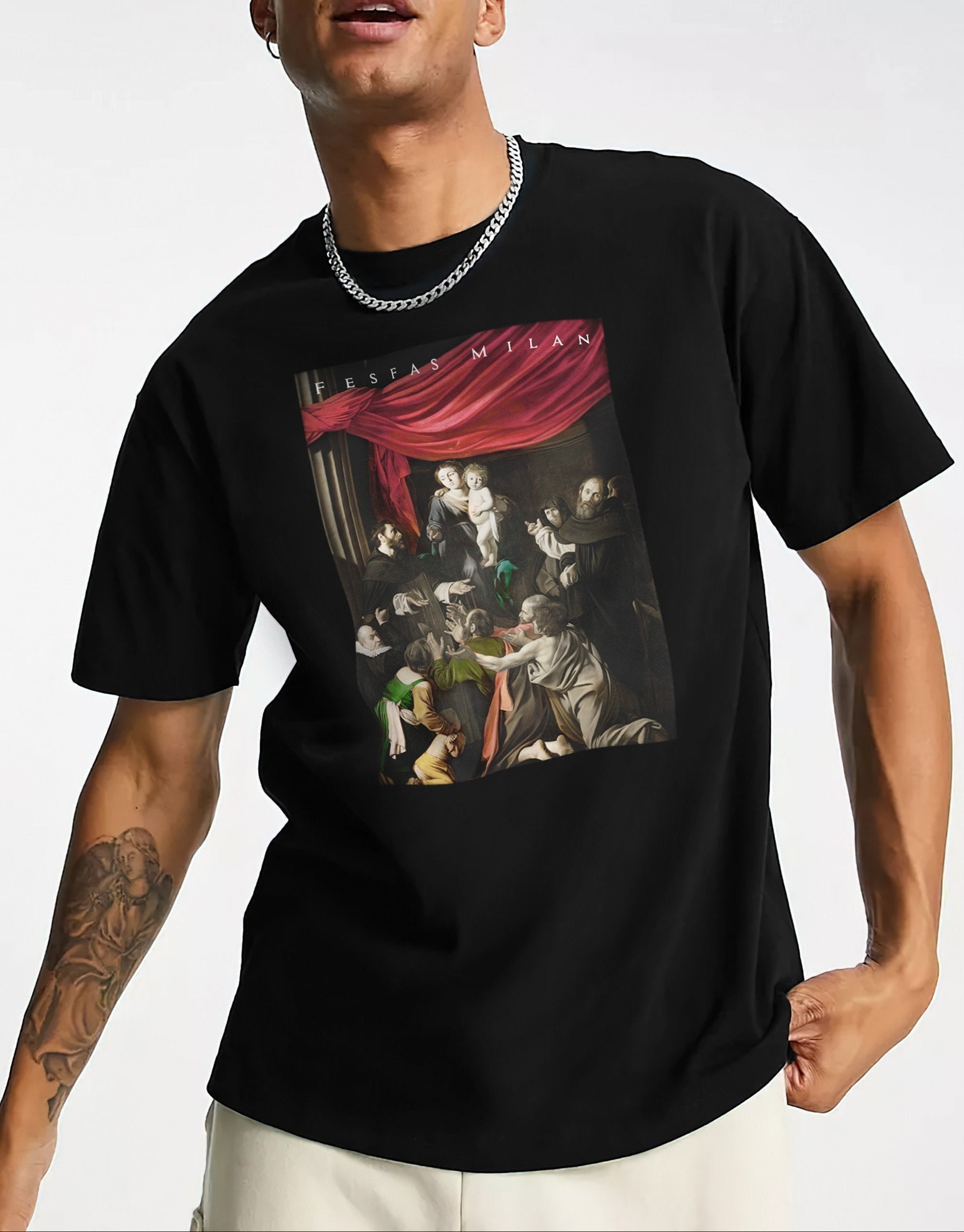 FesFas "Madonna of the Rosary"-print | Áo Thun | Nam | Màu Đen