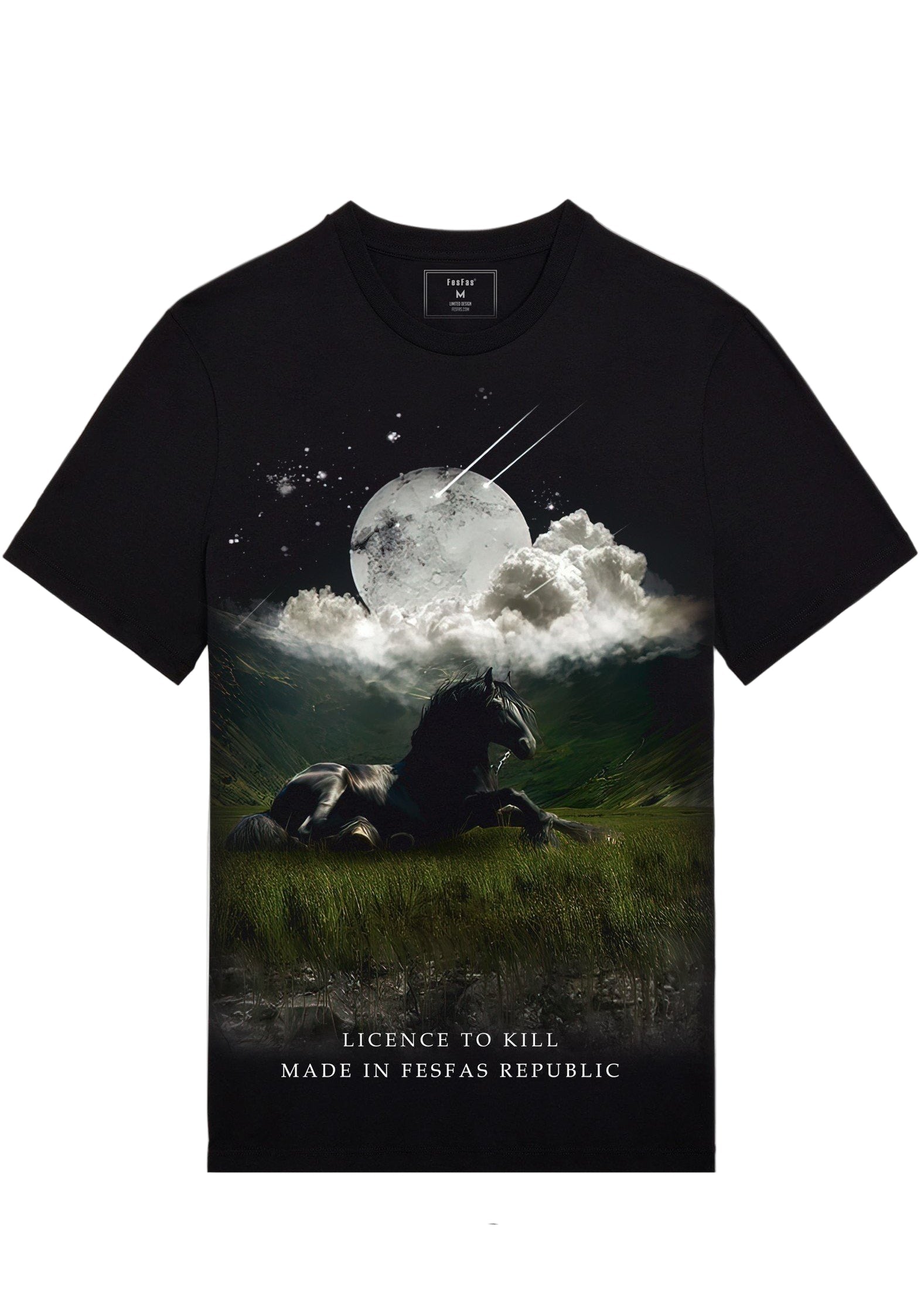 FesFas Horse-print | Áo Thun | Nam | Màu Đen