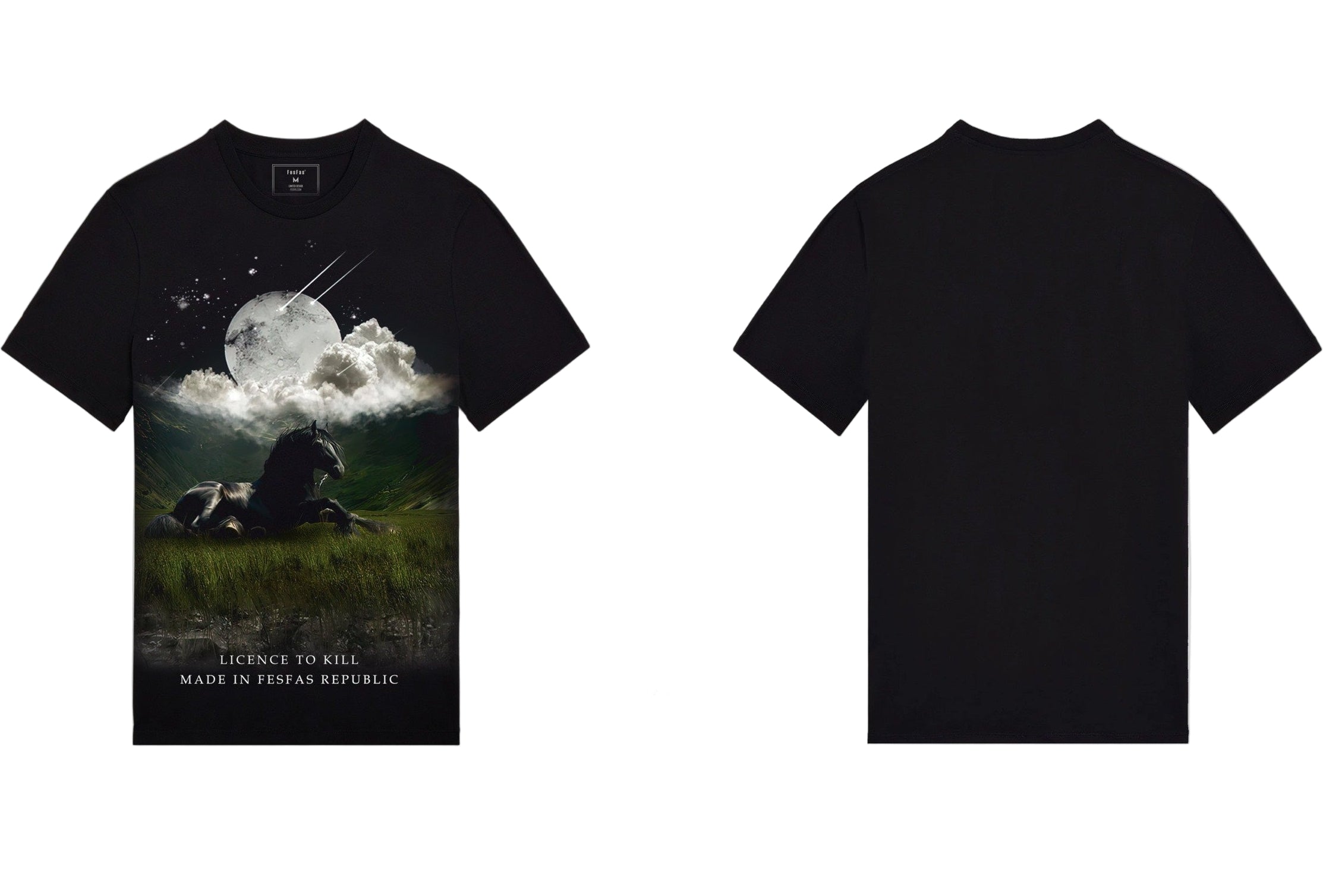 FesFas Horse-print | Áo Thun | Nam | Màu Đen