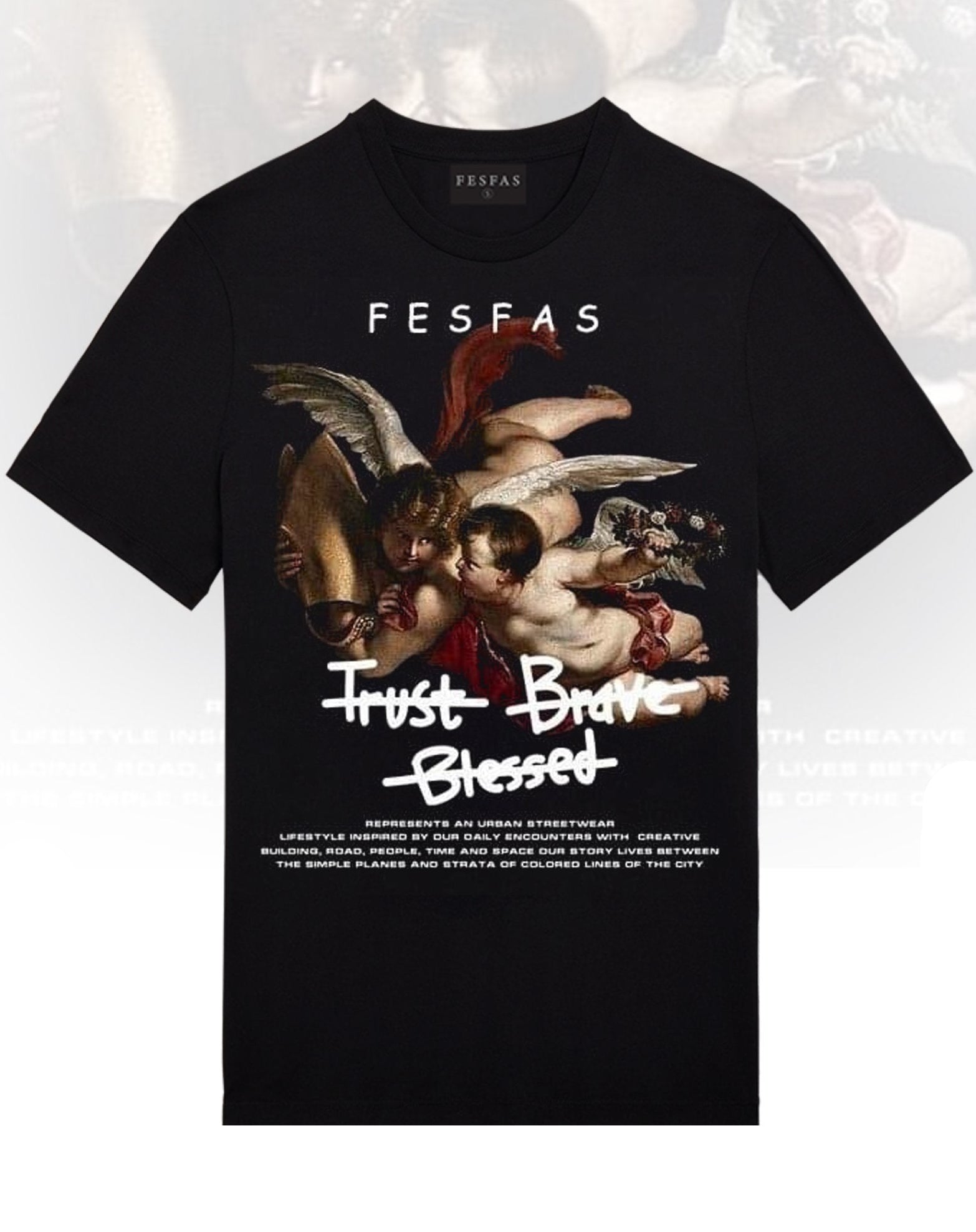 FesFas Angel-print | Áo Thun | Nam | Màu Đen