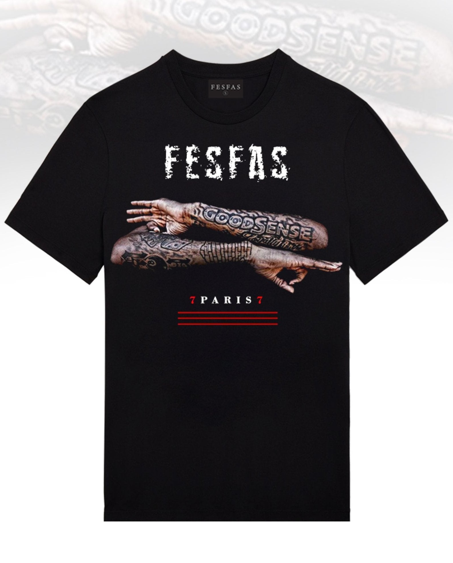 FesFas tattoos-print | Áo Thun | Nam | Màu Đen
