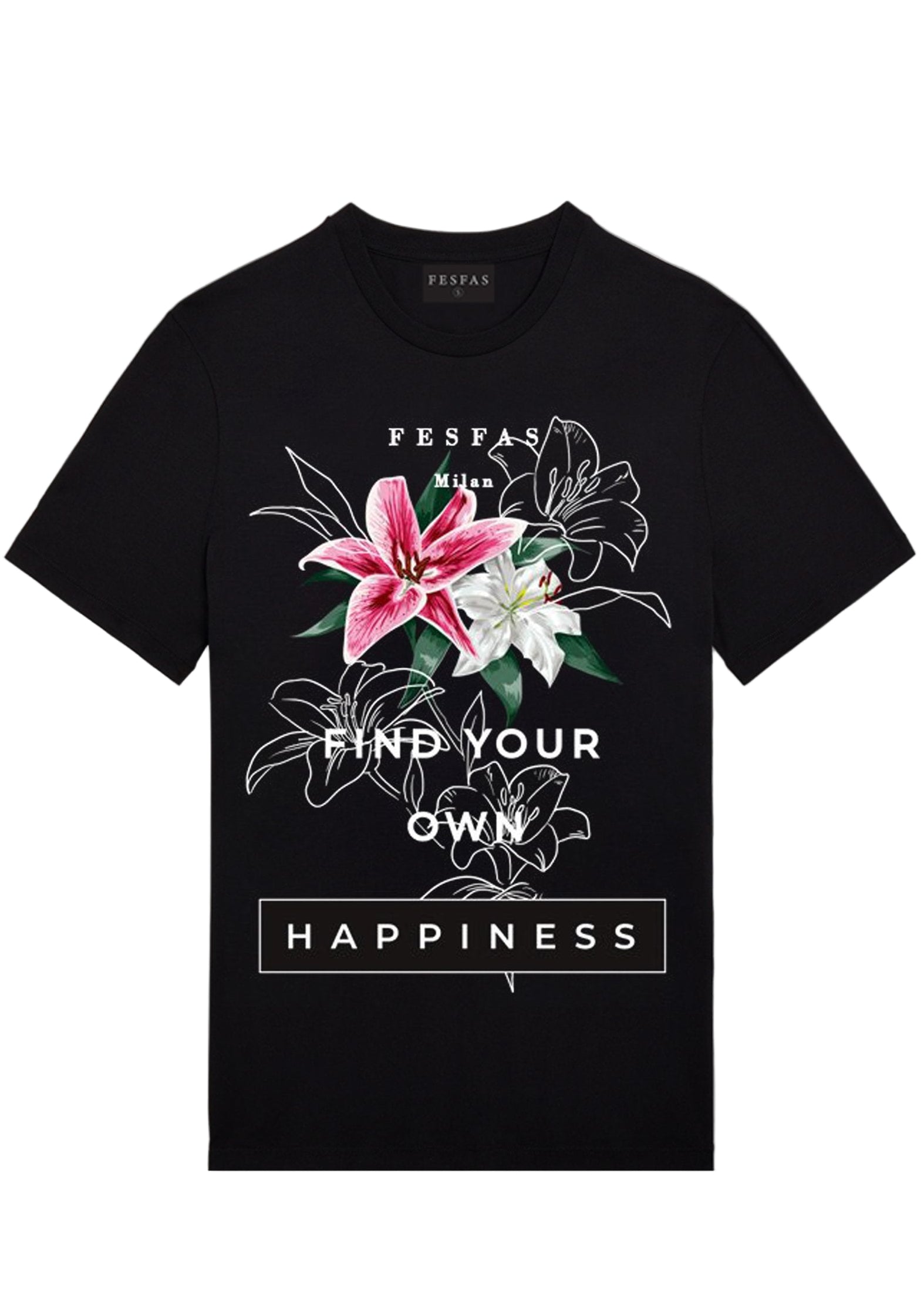 FesFas Floral-print | Áo Thun | Nam | Màu Đen