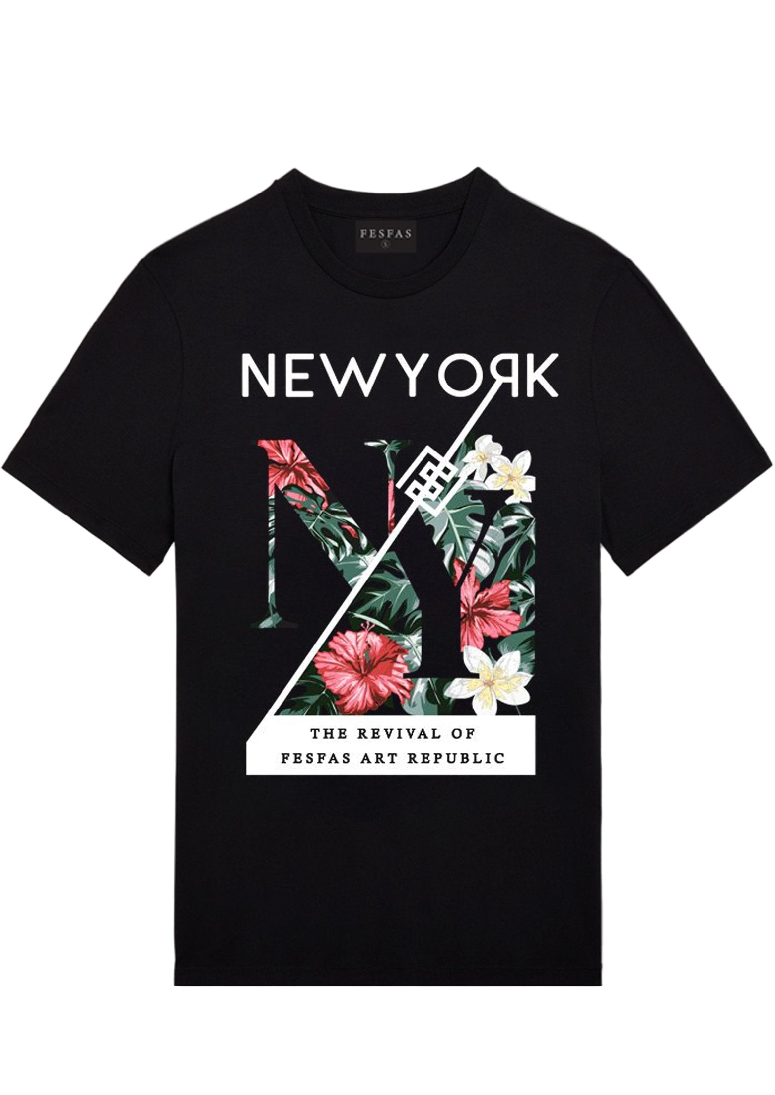 FesFas Floral-print | Áo Thun | Nam | Màu Đen