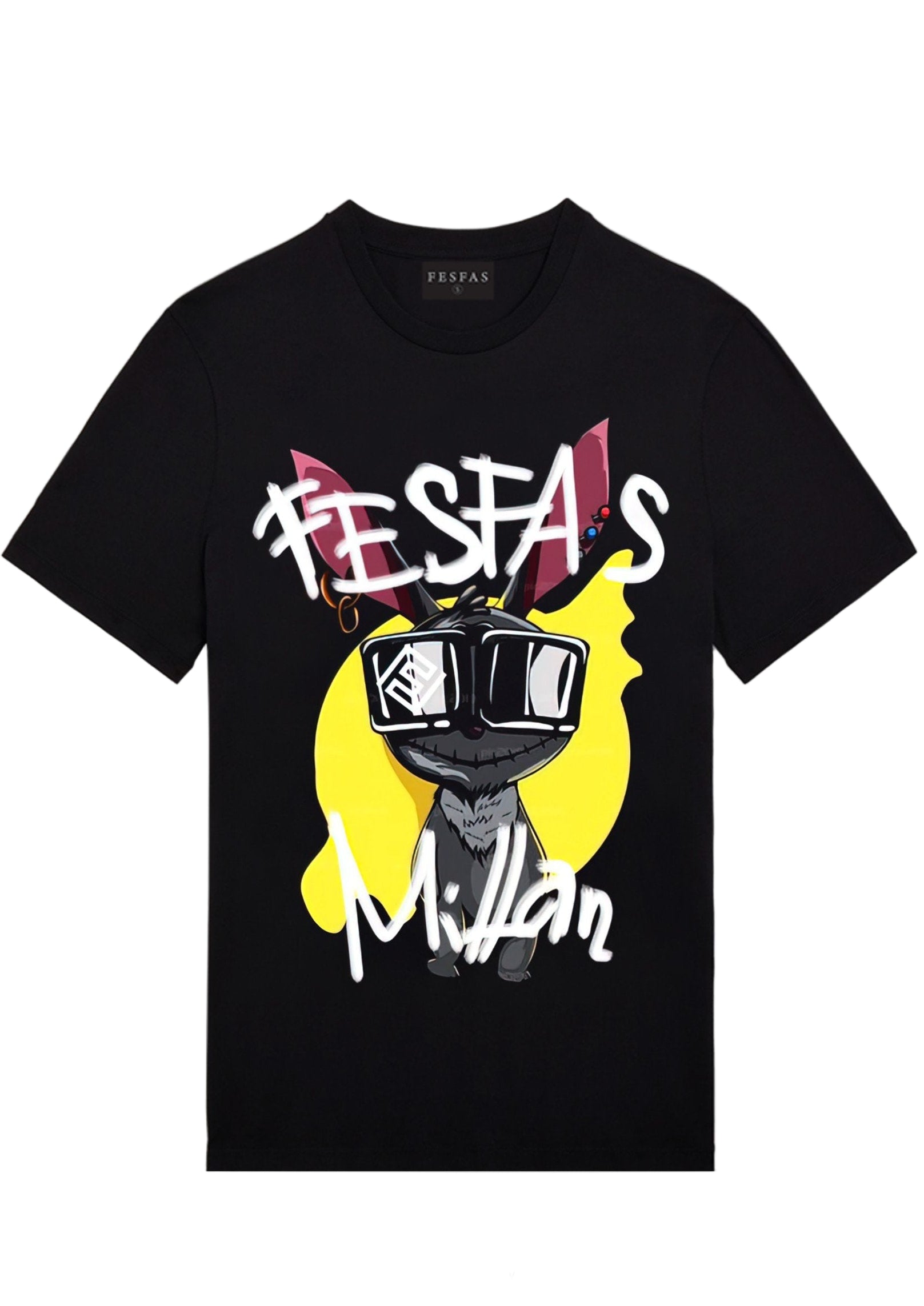 FesFas Cartoon-print | Áo Thun | Nam | Màu Đen