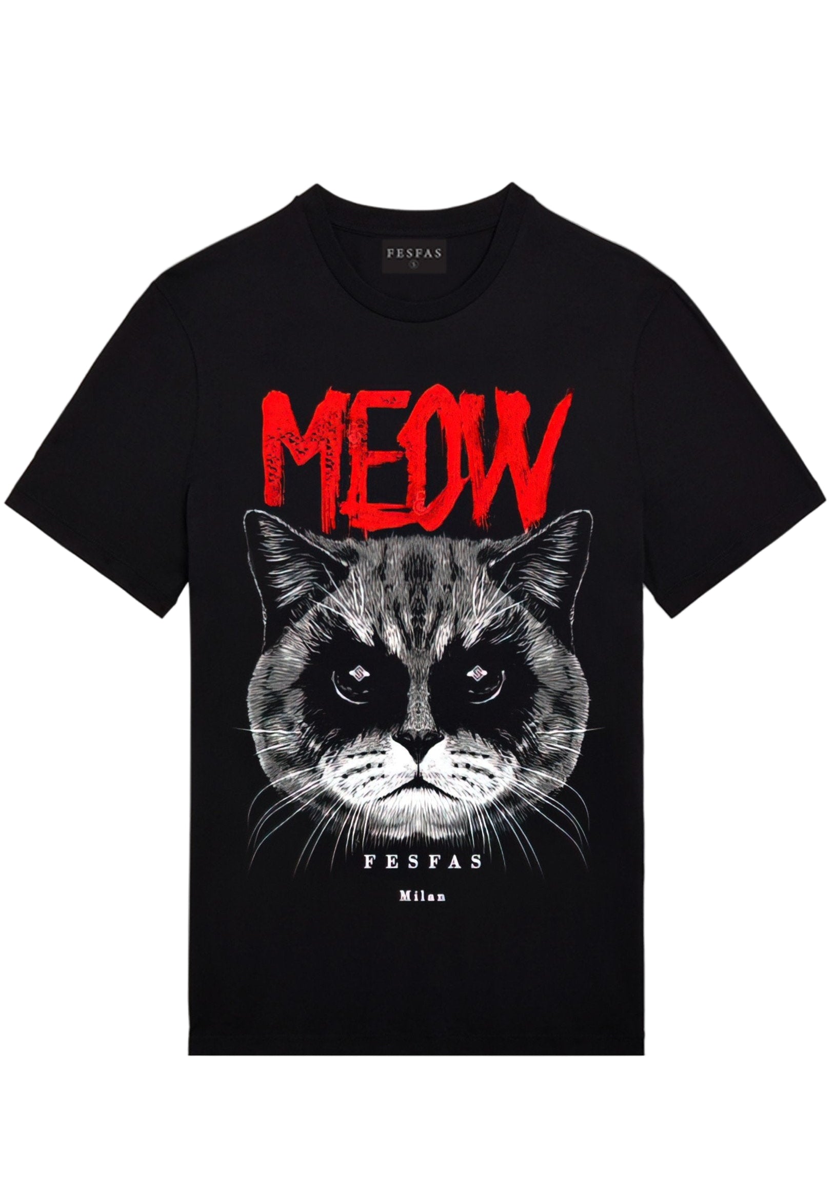 FesFas meow-print | Áo Thun | Nam | Màu Đen