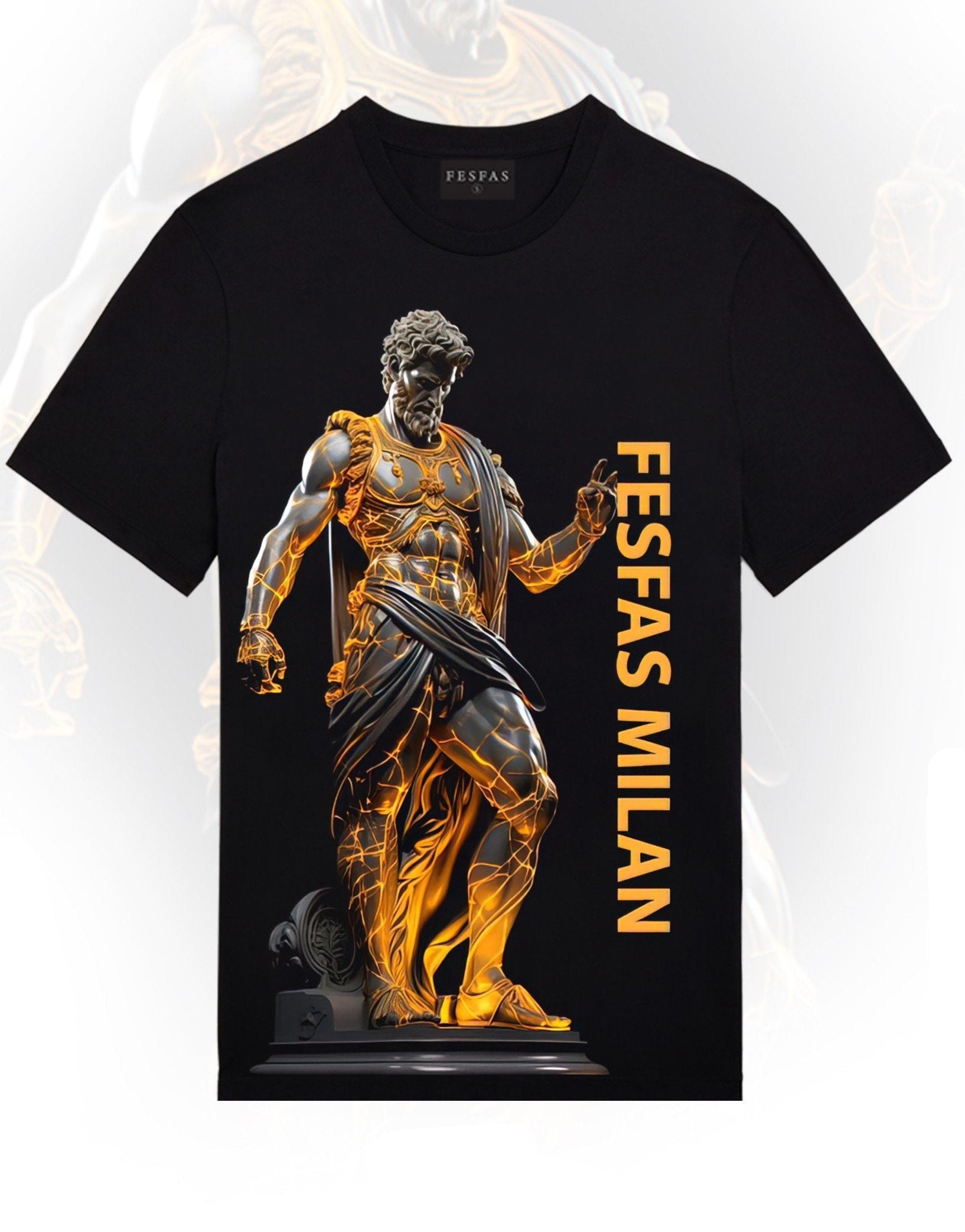 FesFas statue-print | Áo Thun | Nam | Màu Đen
