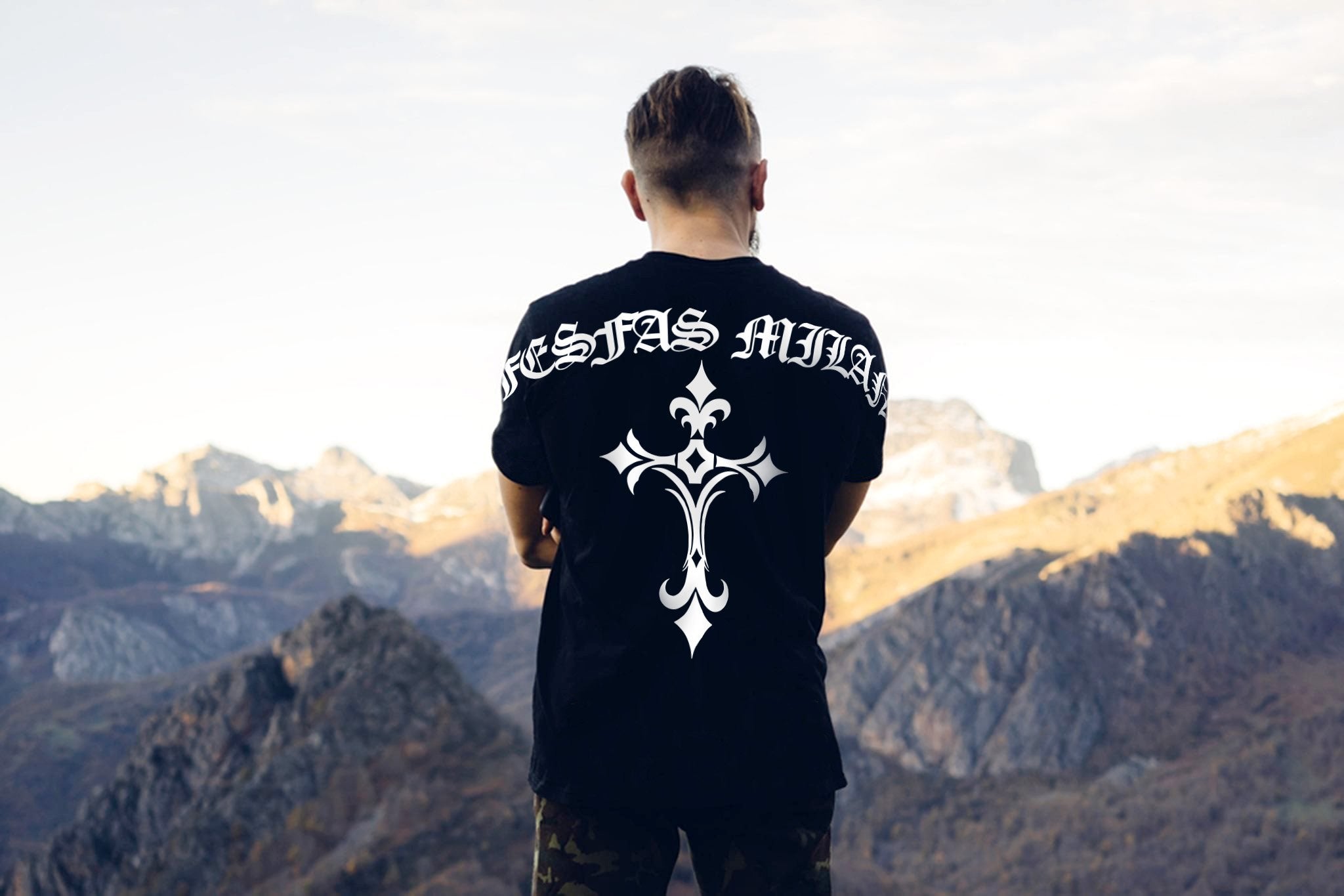 FesFas Cross-print | Áo Thun | Nam | Màu Đen
