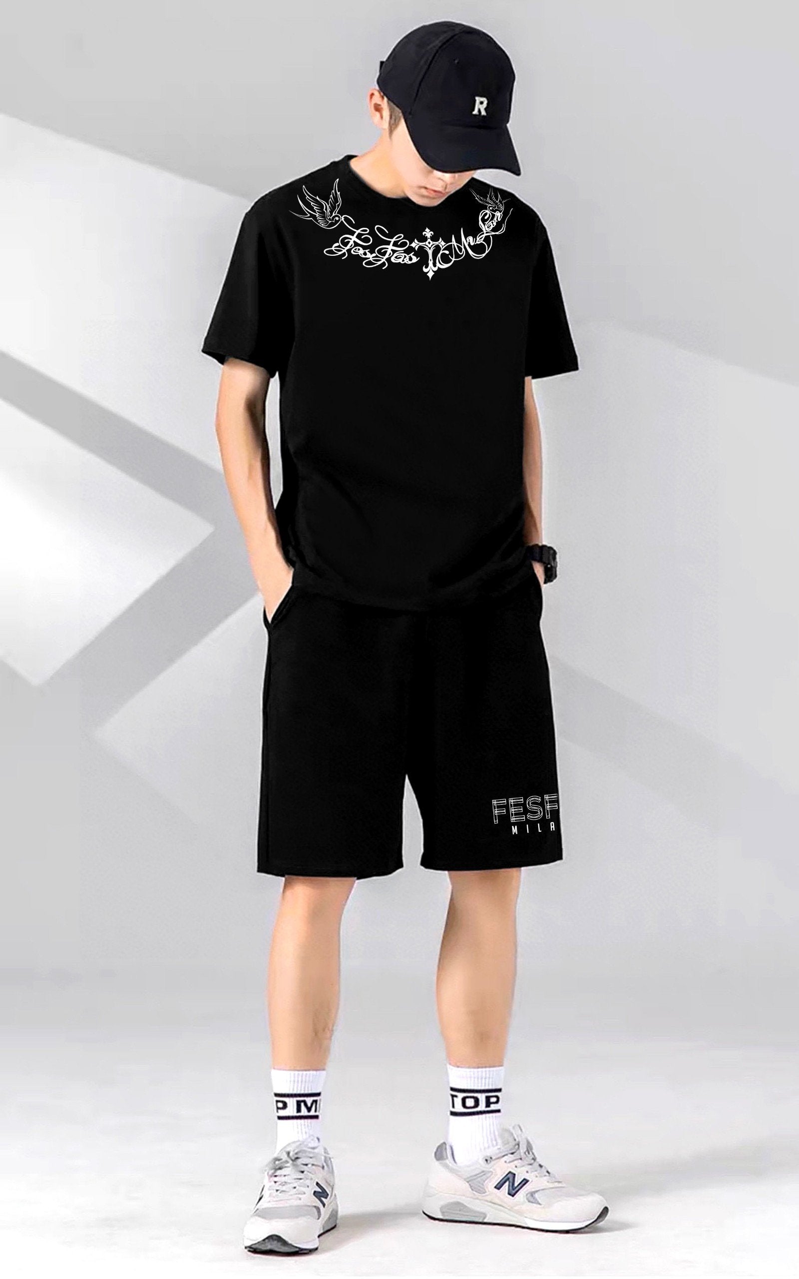 FesFas Cross-print | Áo Thun | Nam | Màu Đen