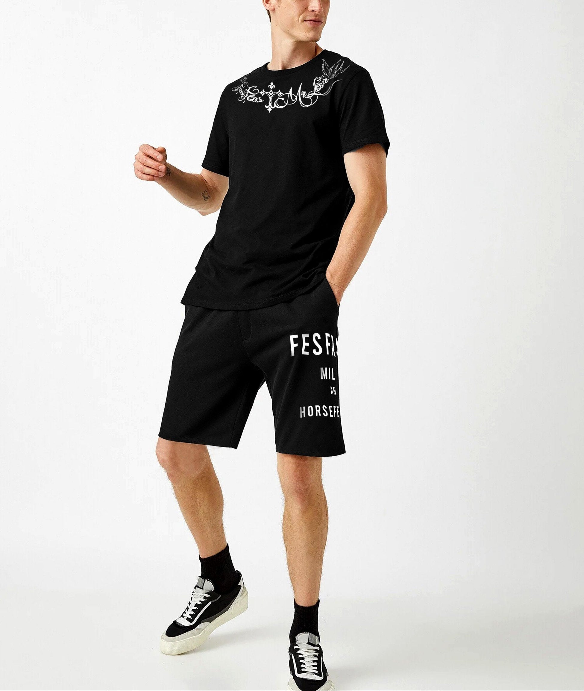 FesFas Cross-print | Áo Thun | Nam | Màu Đen