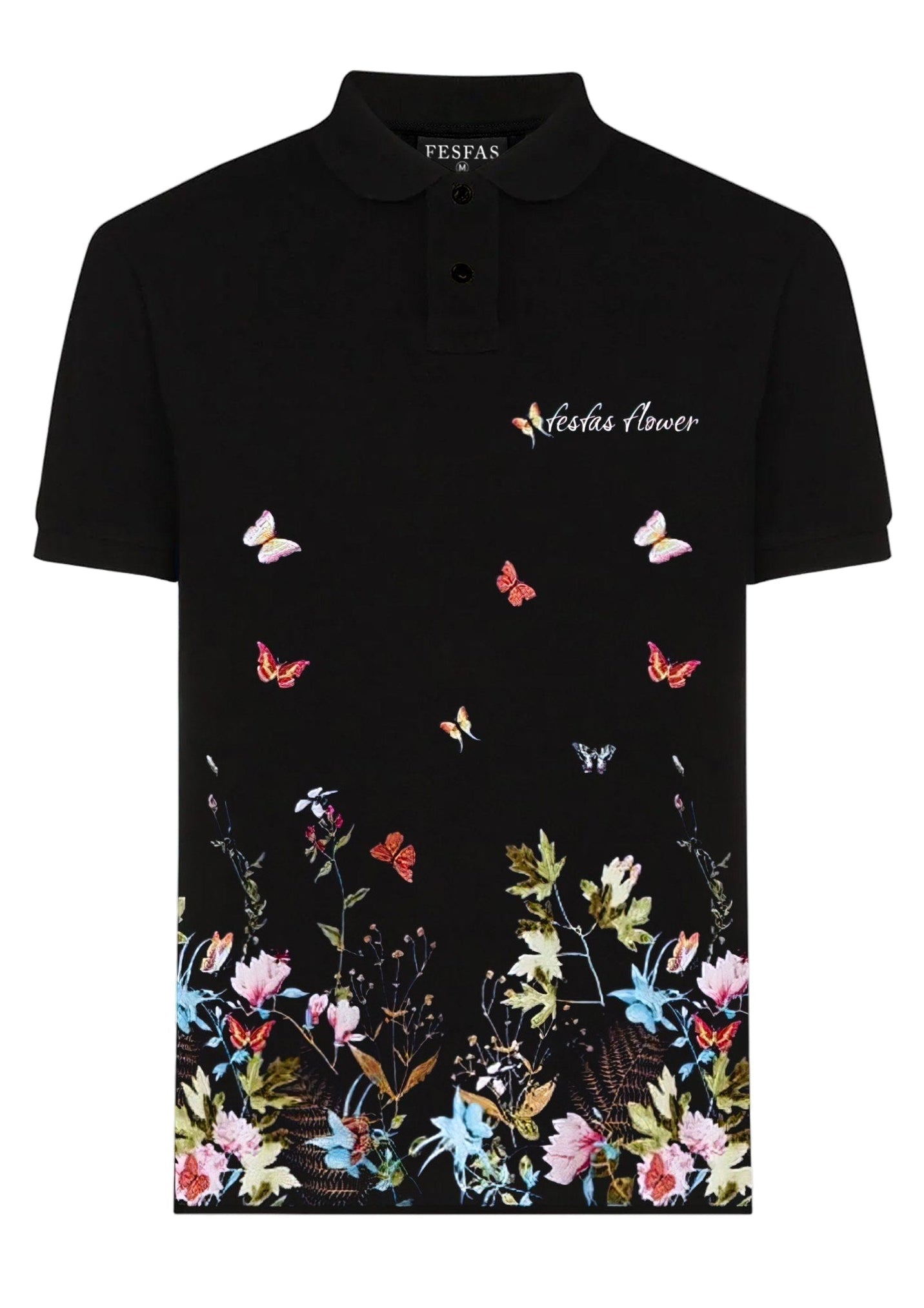 FesFas Floral-print | Áo Polo | Nam | Màu Đen