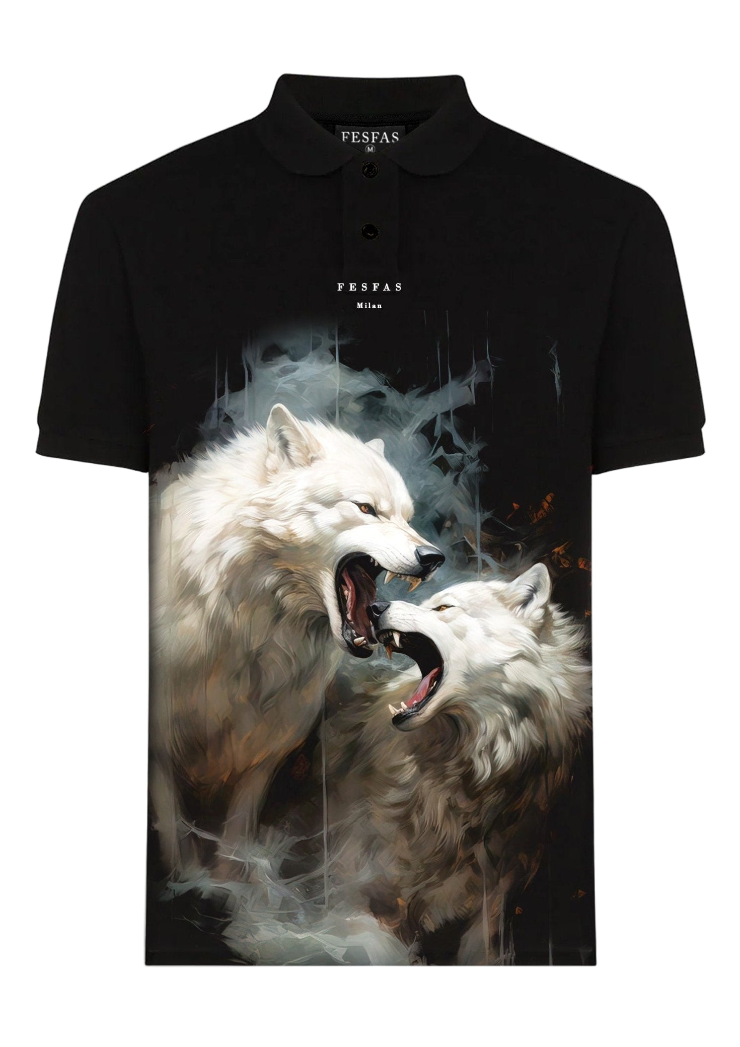 FesFas Wolf-print | Áo Polo | Nam | Màu Đen