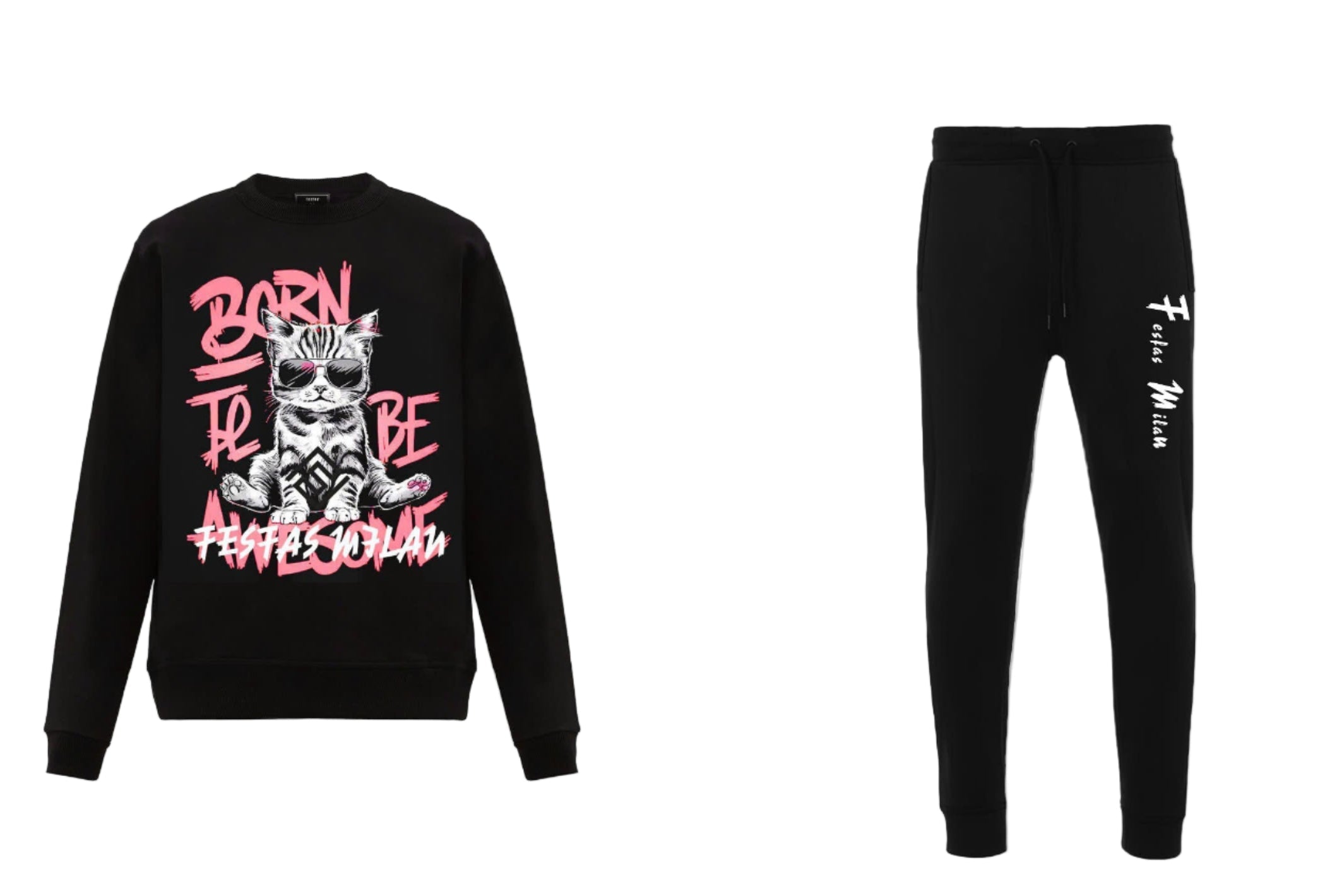 FesFas Cat-print Sweatshirt | Black | Men