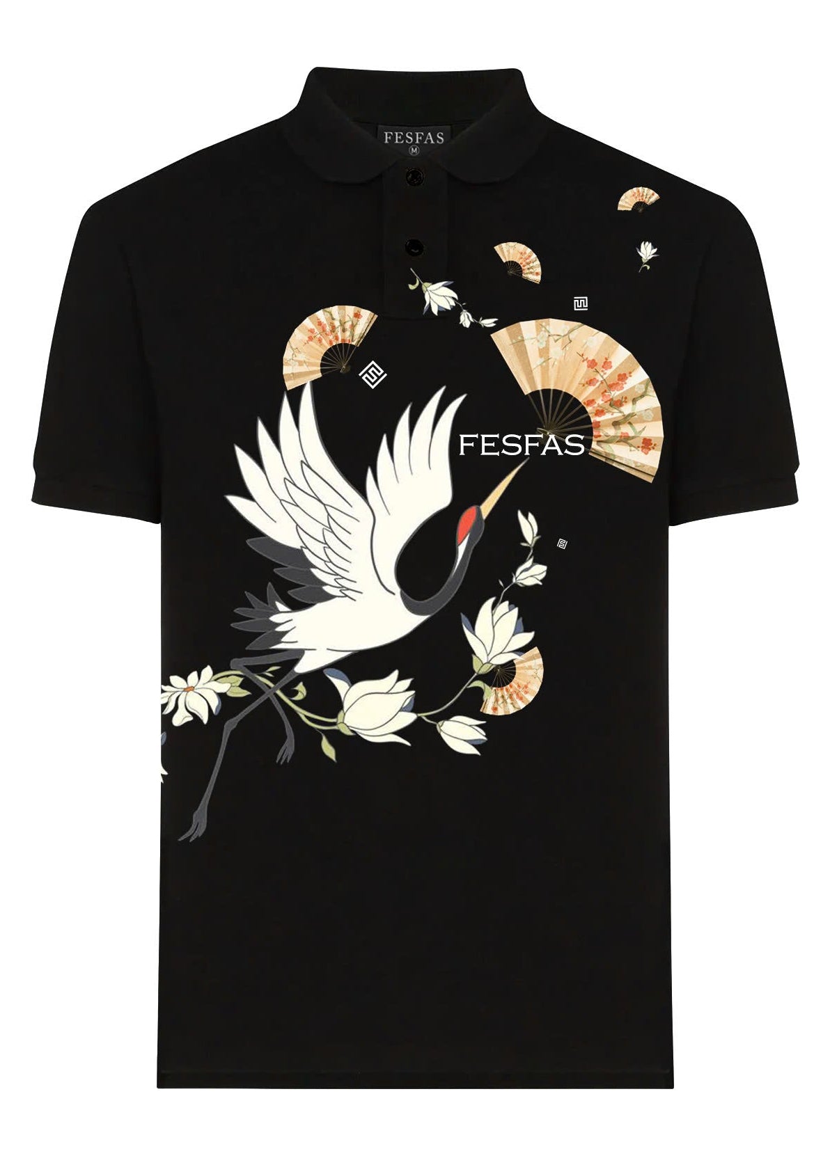 FesFas Crane-print | Áo Polo | Nam | Màu Đen