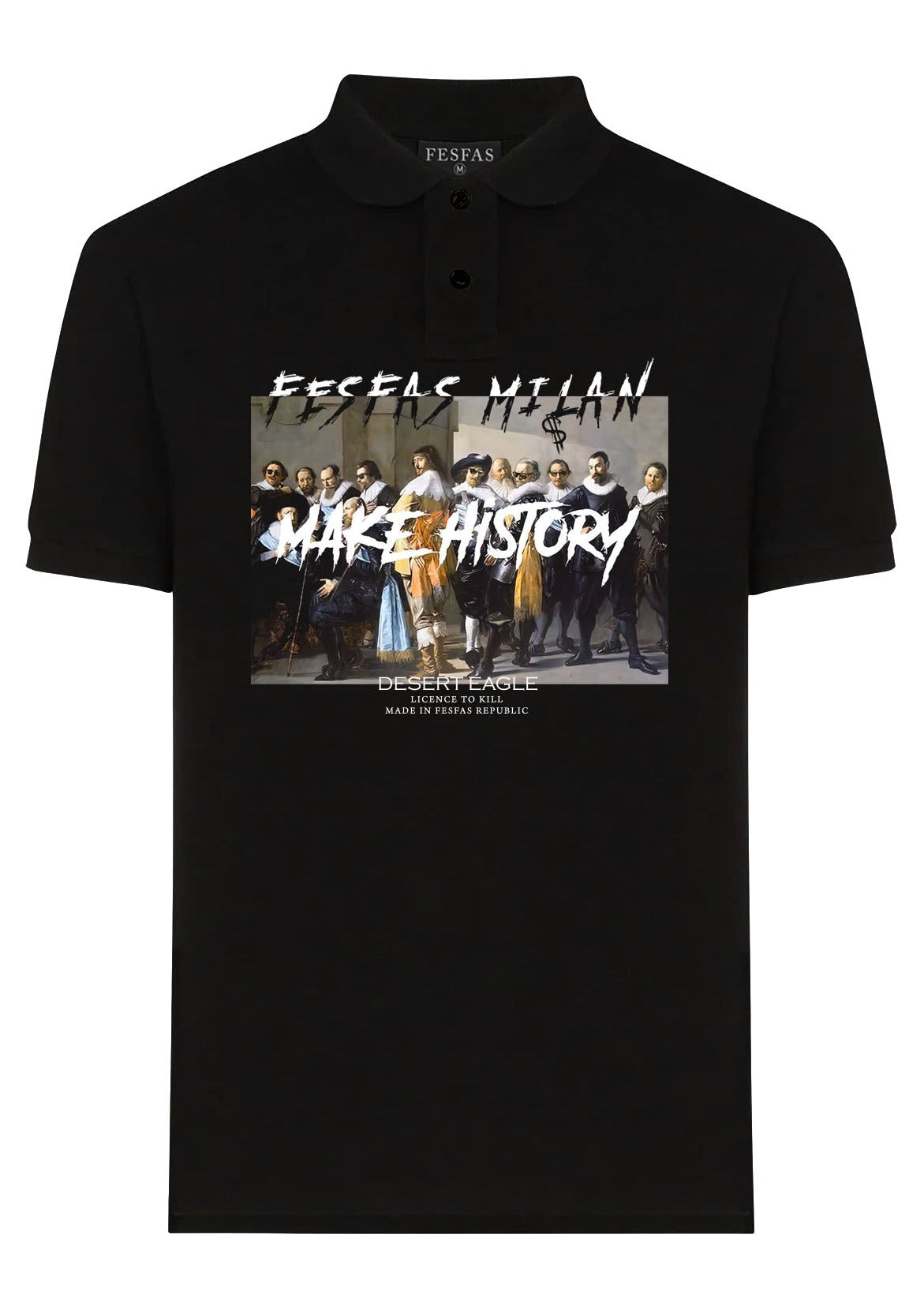 FesFas "Make History"-print | Áo Polo | Nam | Màu Đen