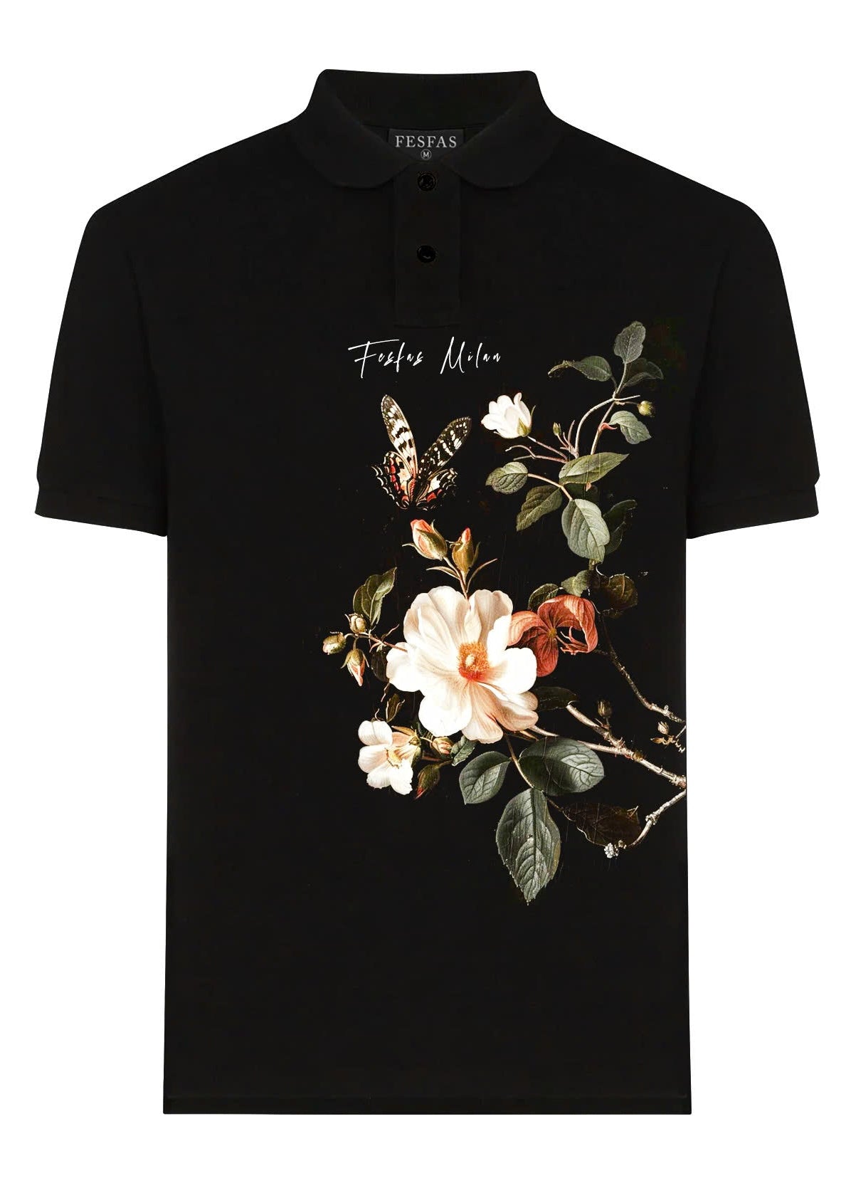 FesFas Floral-print | Áo Polo | Nam | Màu Đen