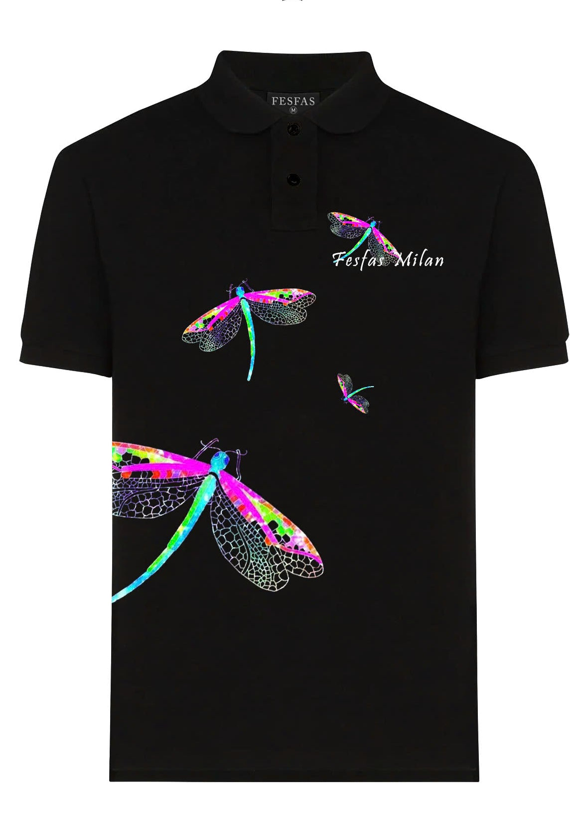 FesFas Dragonfly-print | Áo Polo | Nam | Màu Đen
