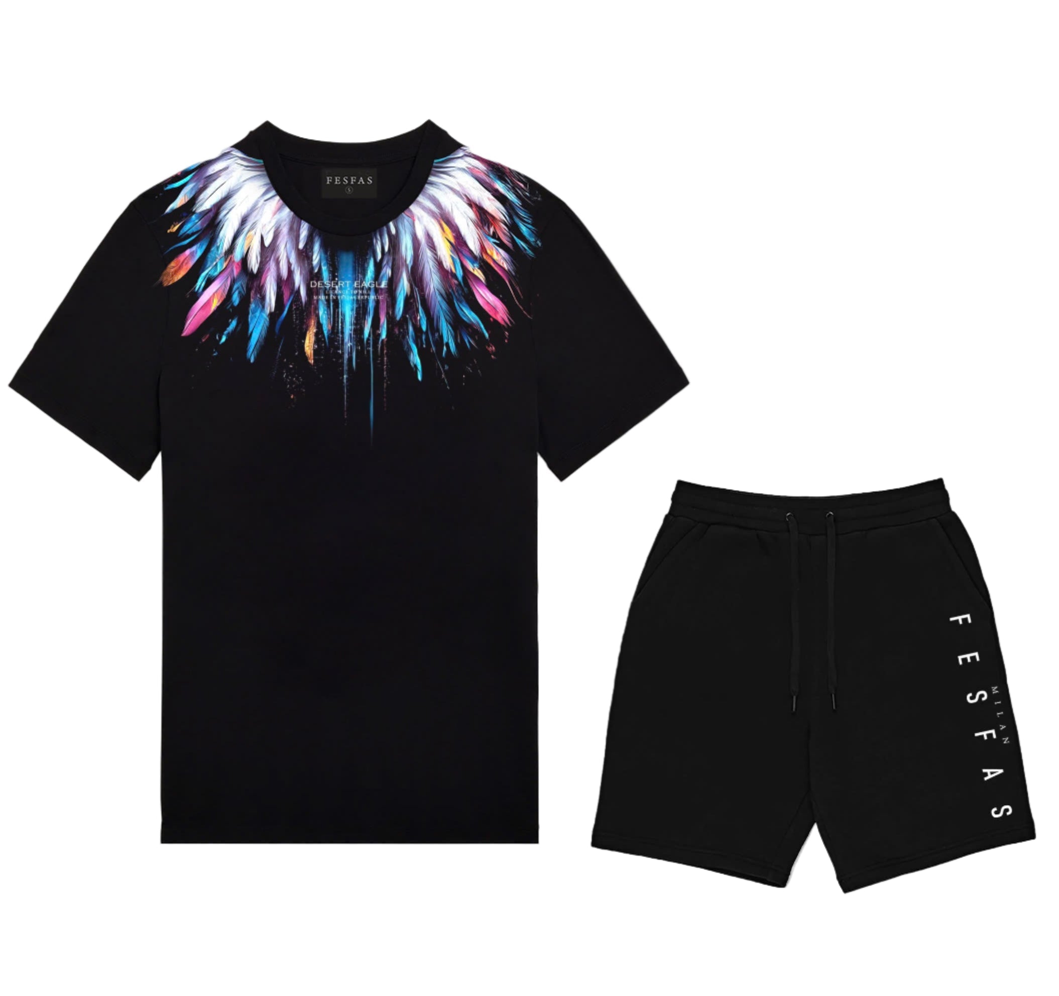 FesFas feathers-print | Áo Thun | Nam | Màu Đen
