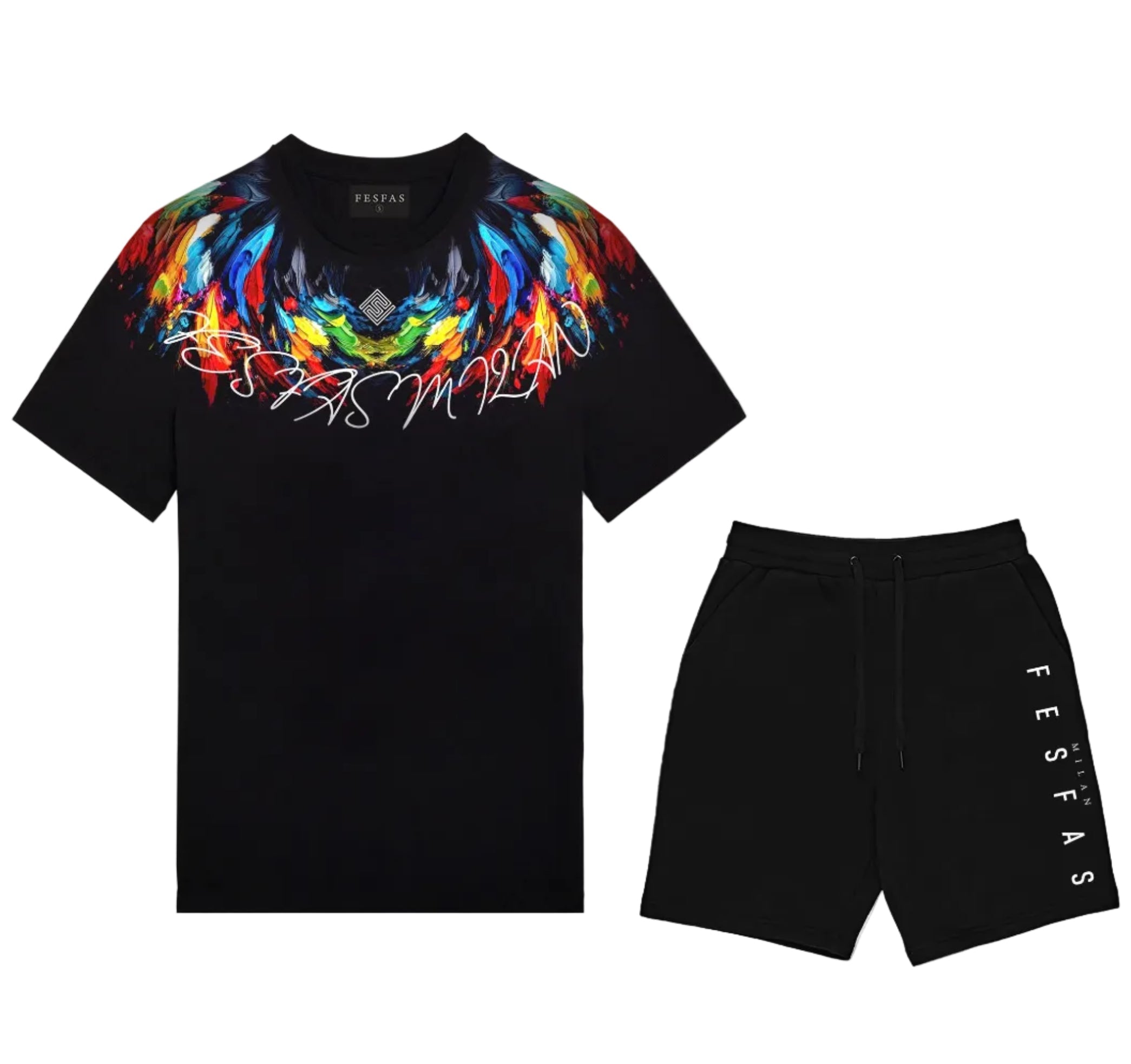 FesFas colorful feathers-print | Bộ T-Shirt | Nam | Màu Đen
