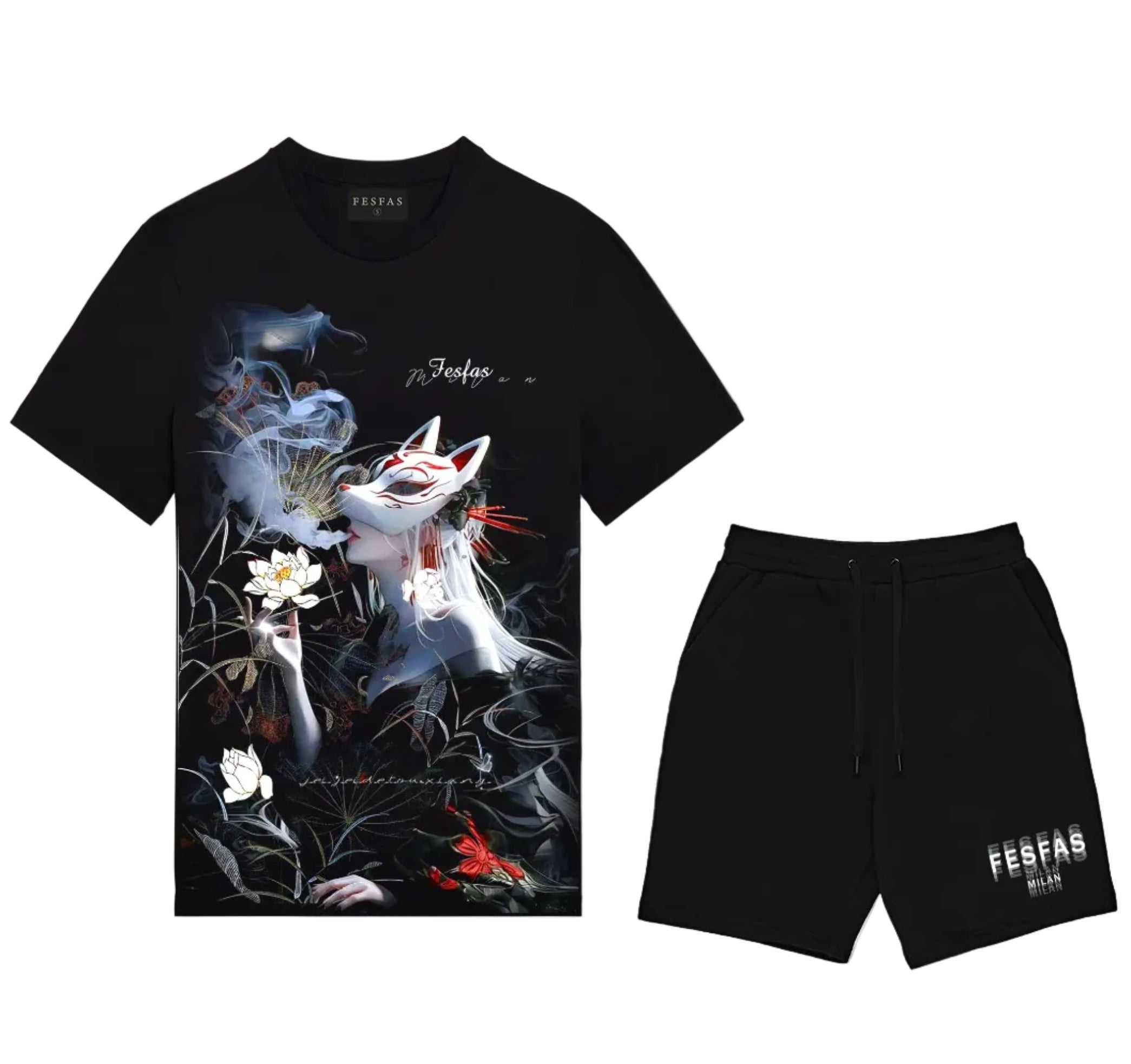 FesFas fox beauty-print | Bộ T-Shirt | Nam | Màu Đen