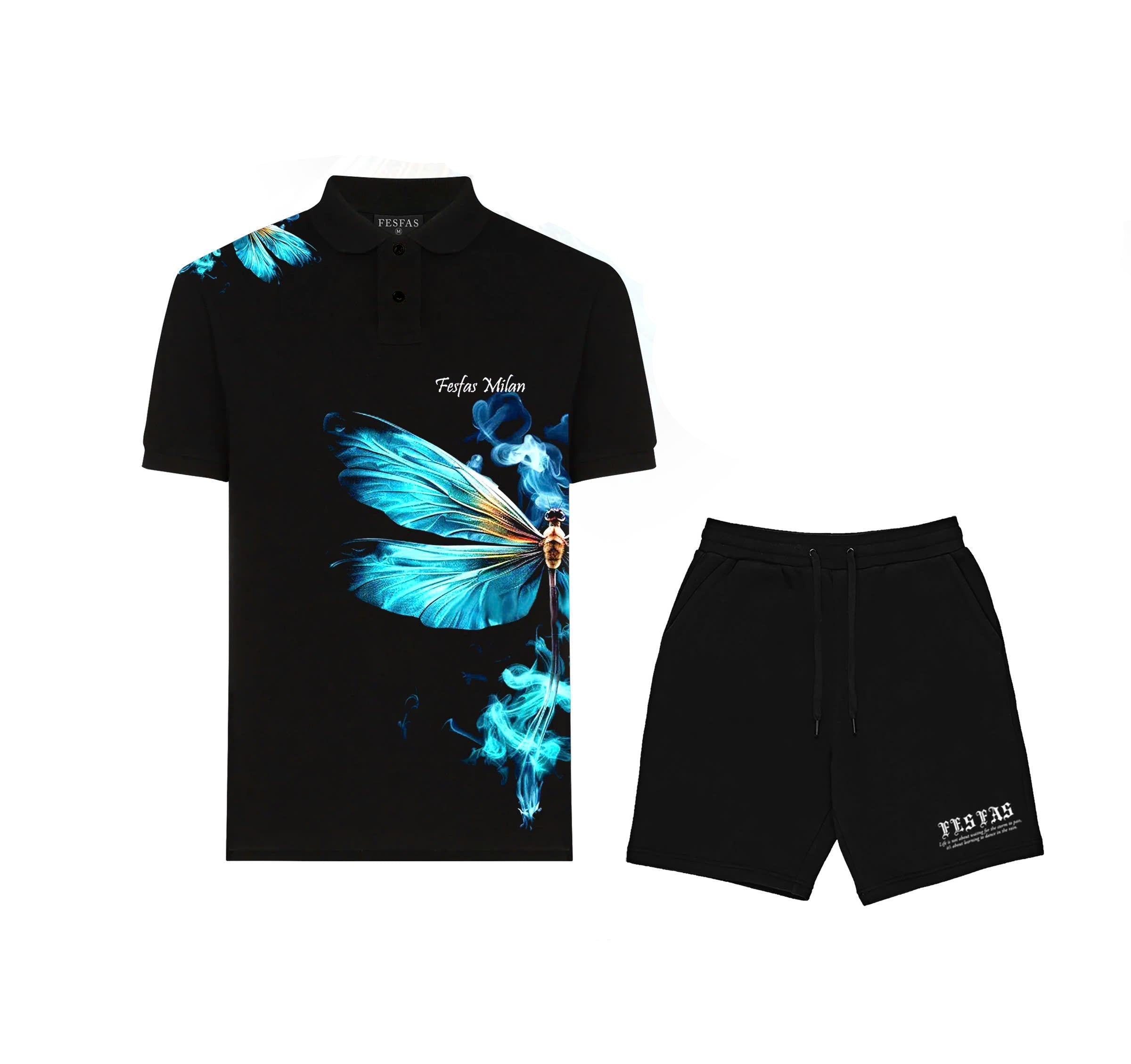 FesFas Dragonfly-print | Áo Polo | Nam | Màu Đen