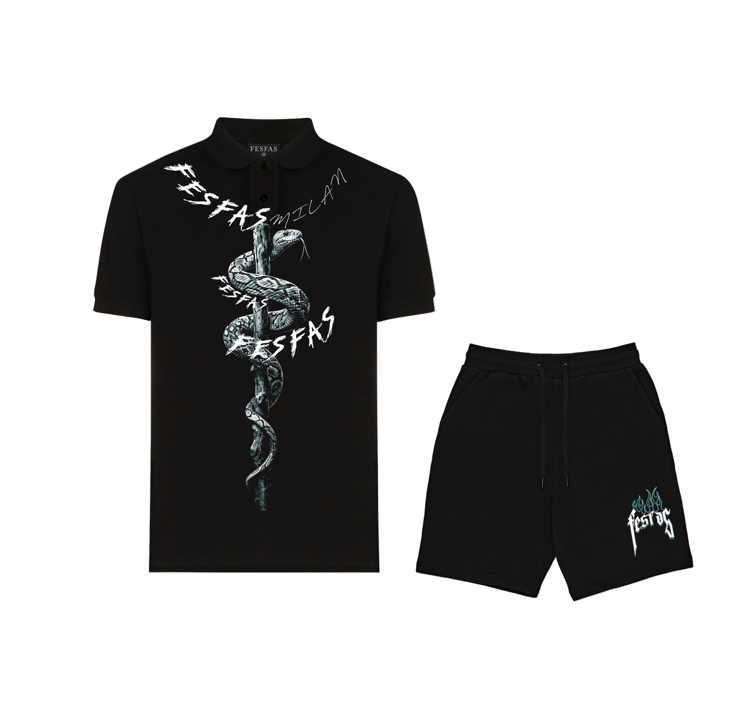 FesFas Snake-print | Áo Polo | Nam | Màu Đen