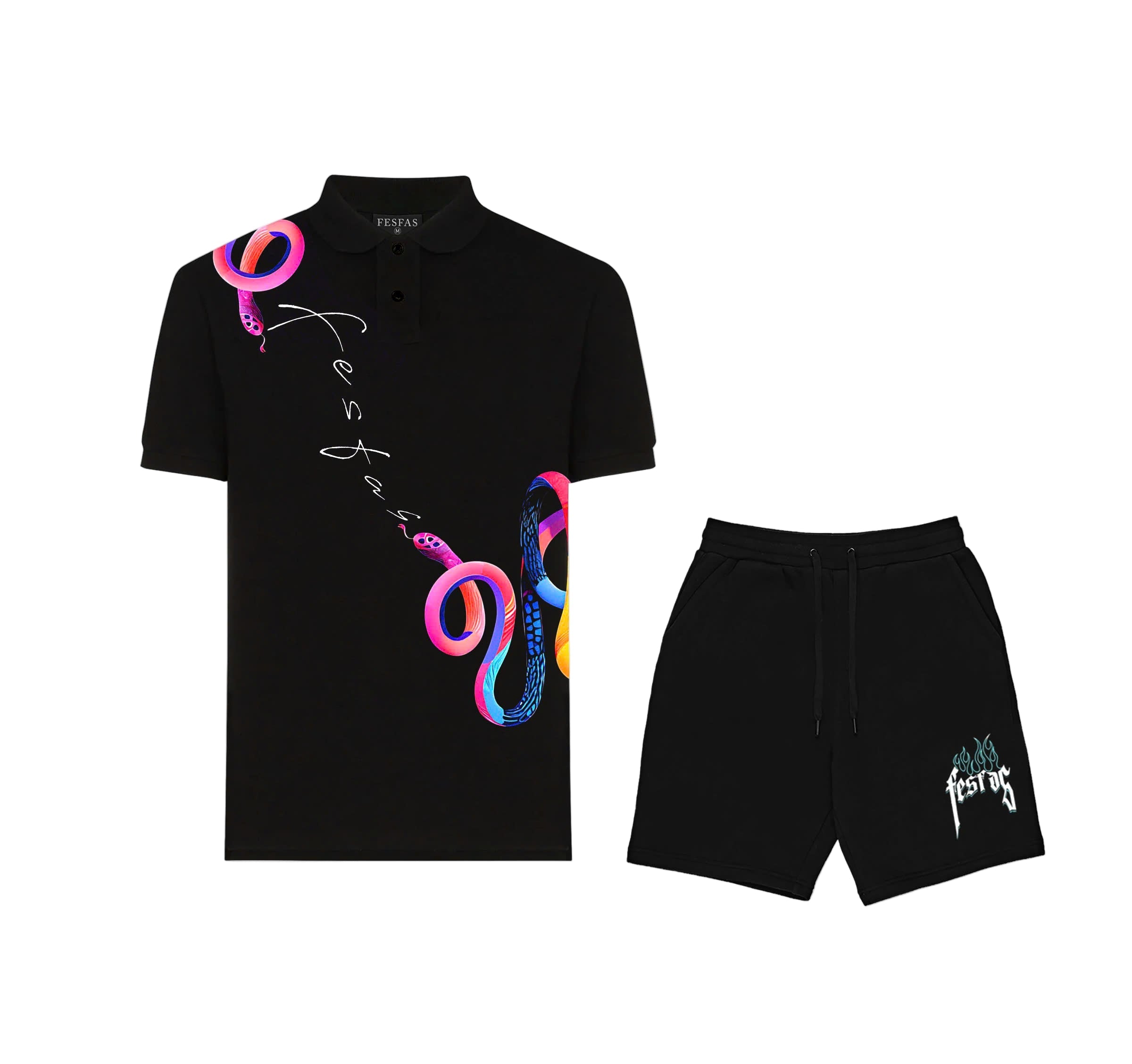 FesFas Snake-print | Áo Polo | Nam | Màu Đen