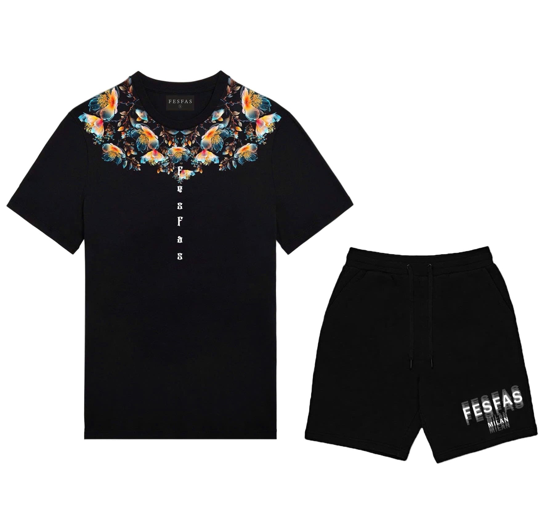 FesFas flowers-print | Áo Thun | Nam | Màu Đen