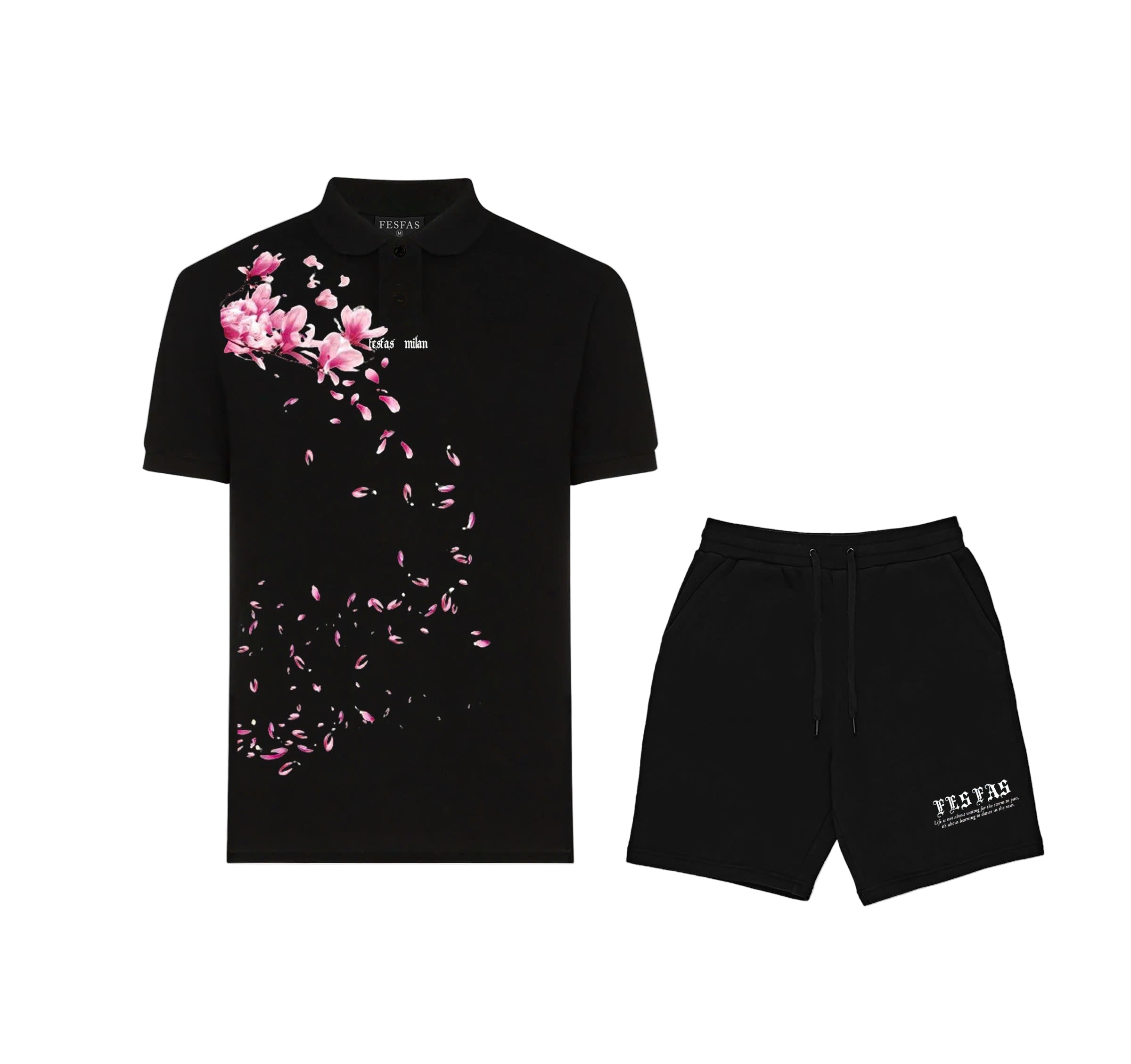 FesFas Floral-print | Áo Polo | Nam | Màu Đen