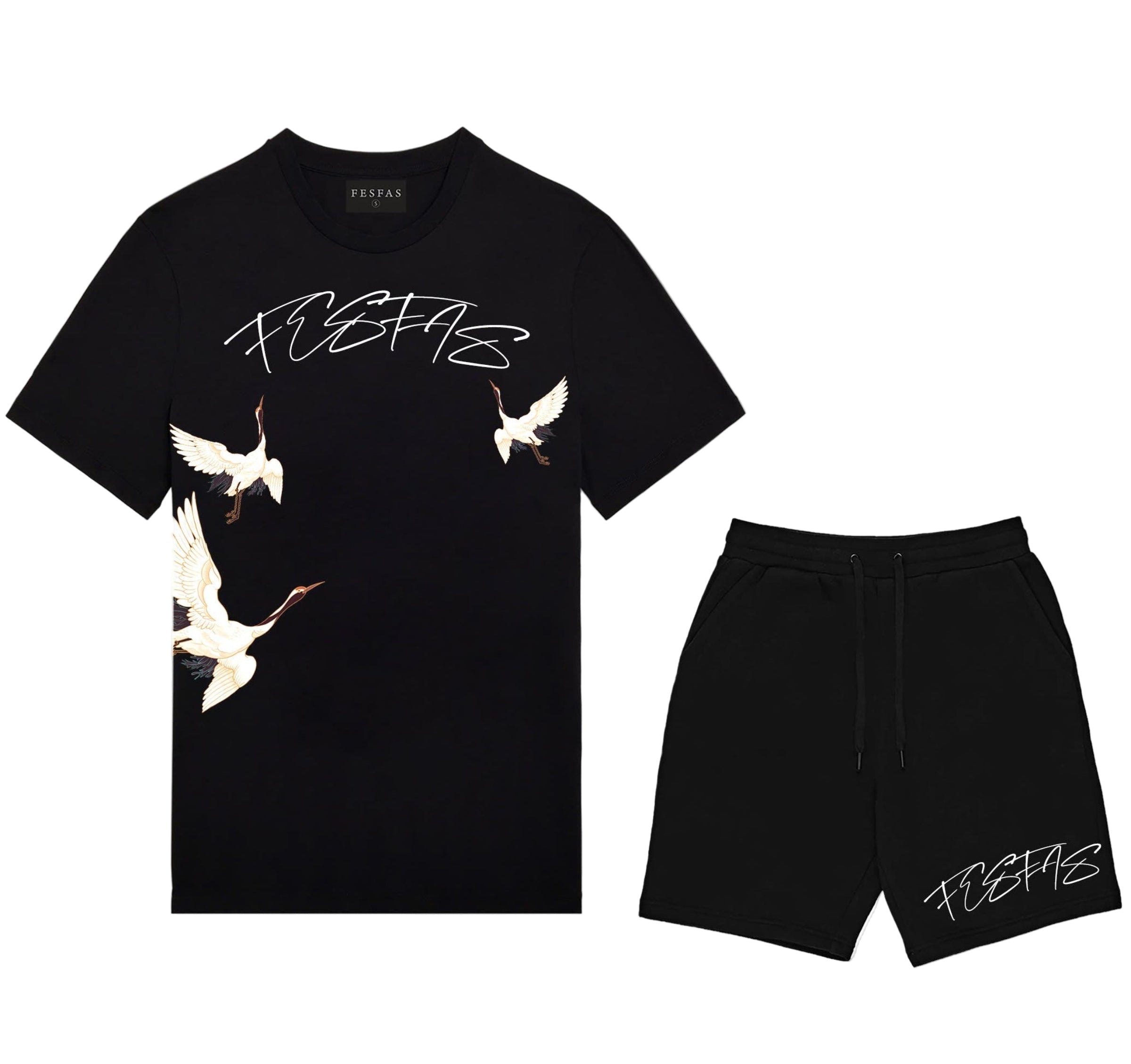 FesFas crane-print | Áo Thun | Nam | Màu Đen