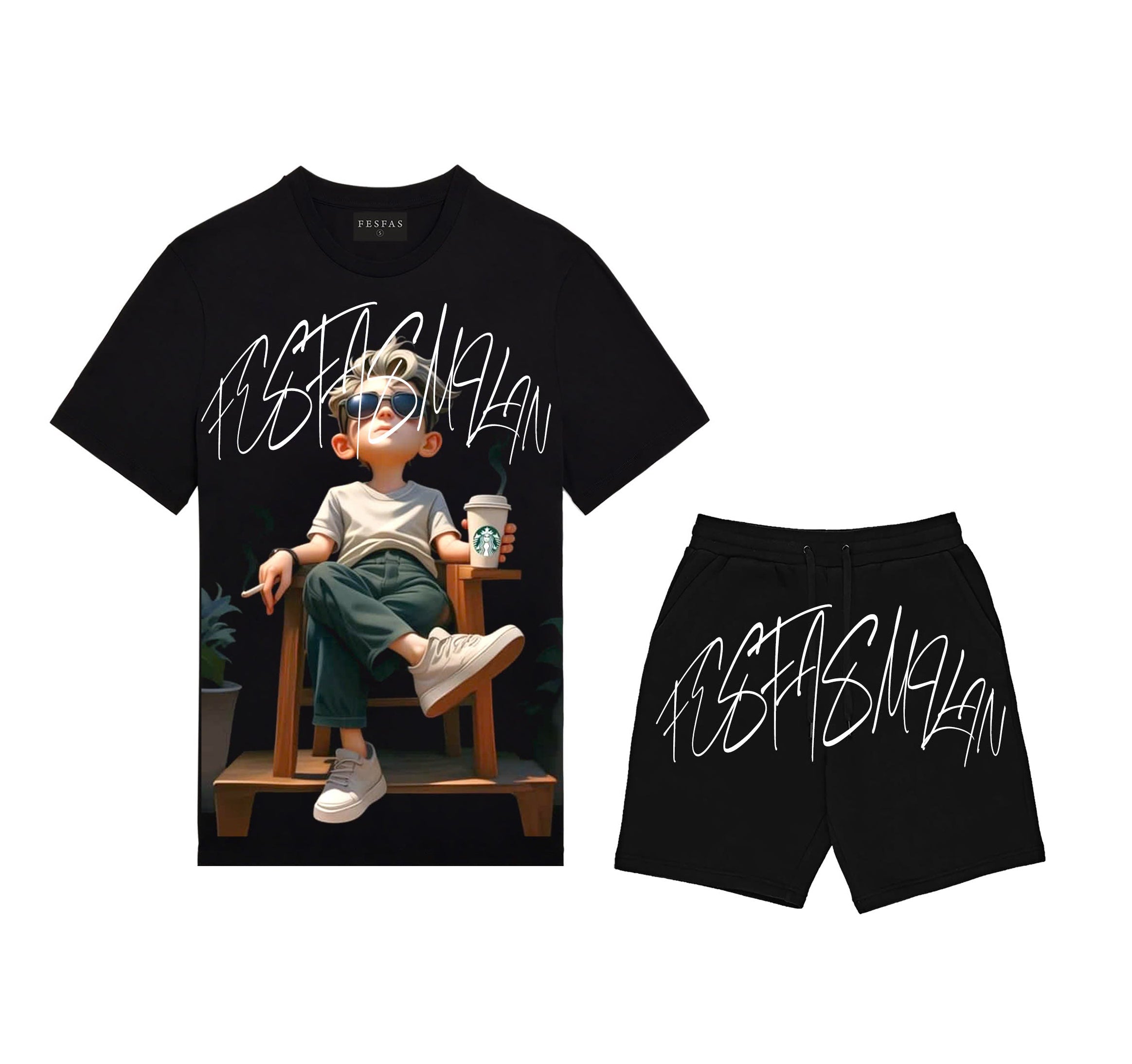 FesFas relax boy-print | Áo Thun | Nam | Màu Đen