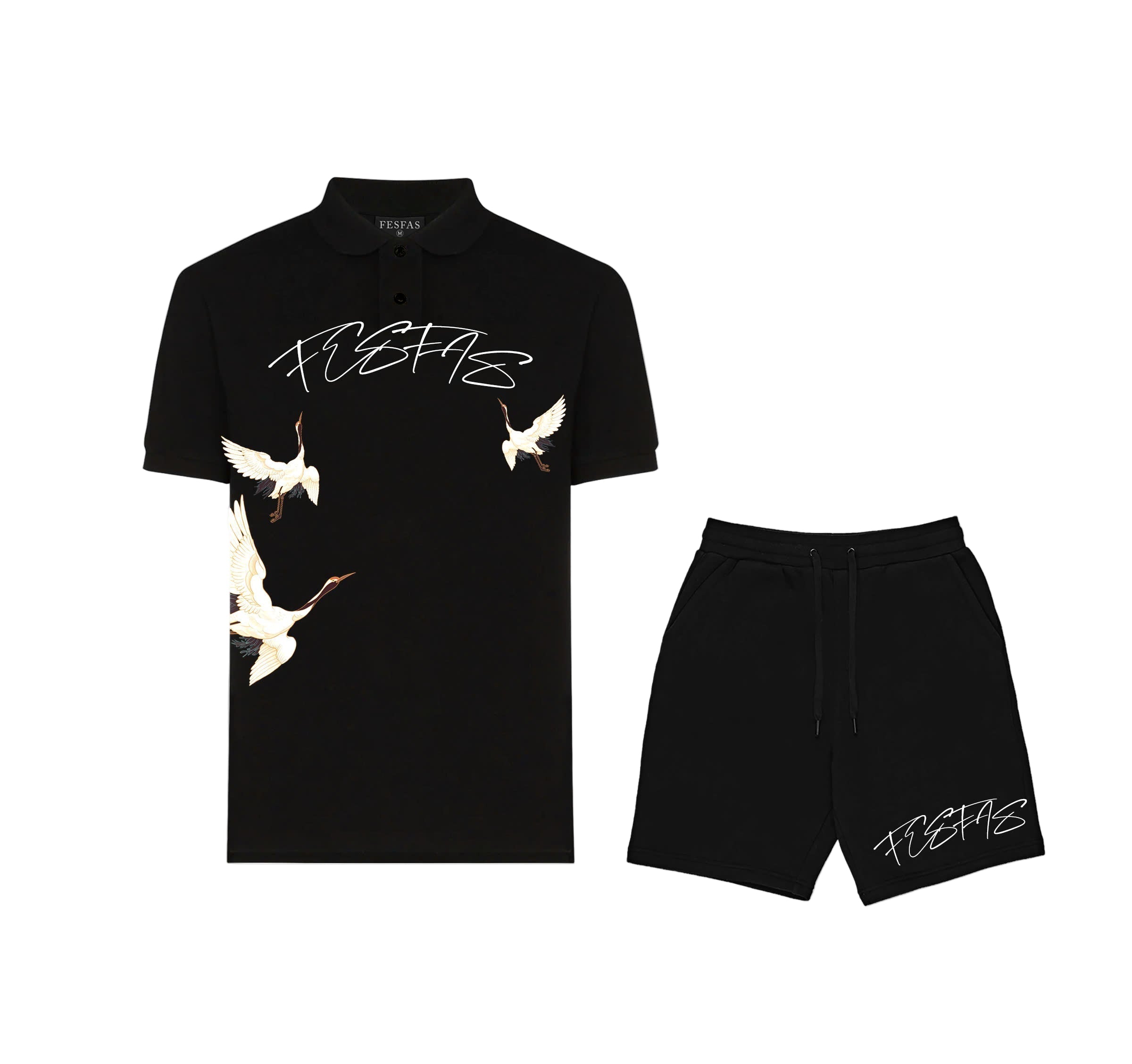 FesFas Crane-print | Áo Polo | Nam | Màu Đen